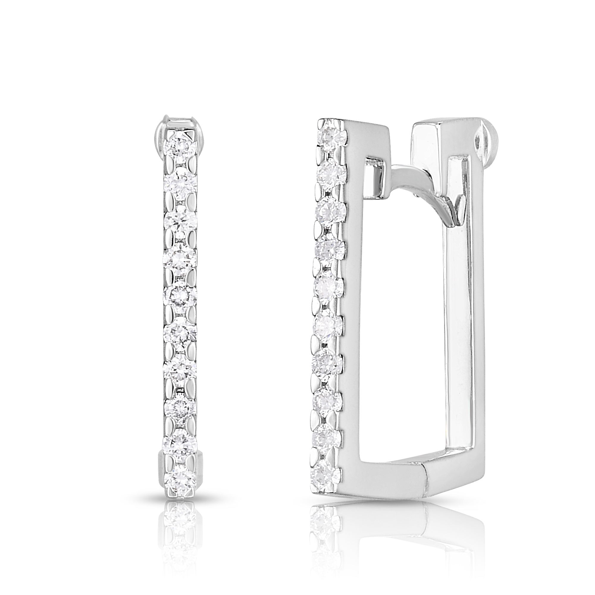 18k White Gold The Perfect Diamond Hoop® Square Earrings