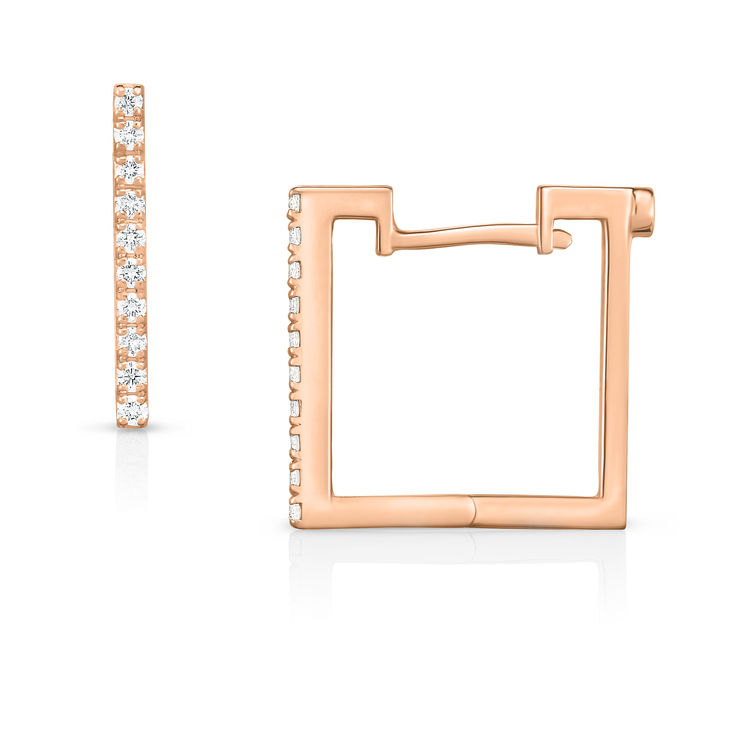 18k Rose Gold The Perfect Diamond Hoop® Square Earrings