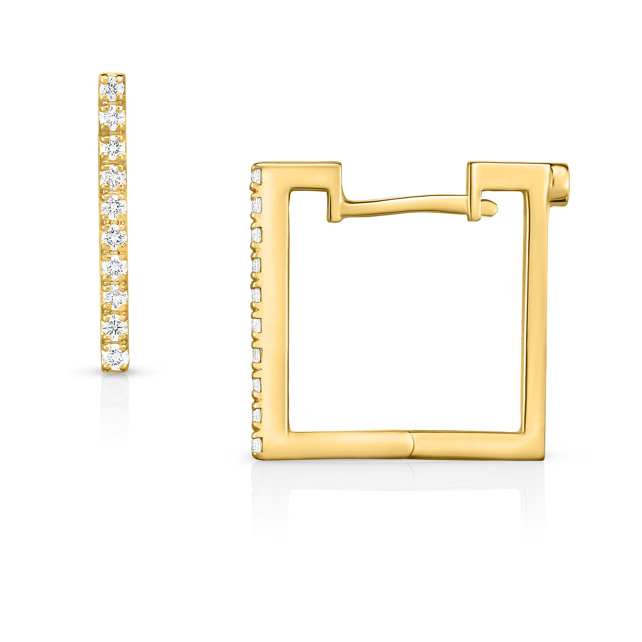 18k Yellow Gold The Perfect Diamond Hoop® Square Earrings