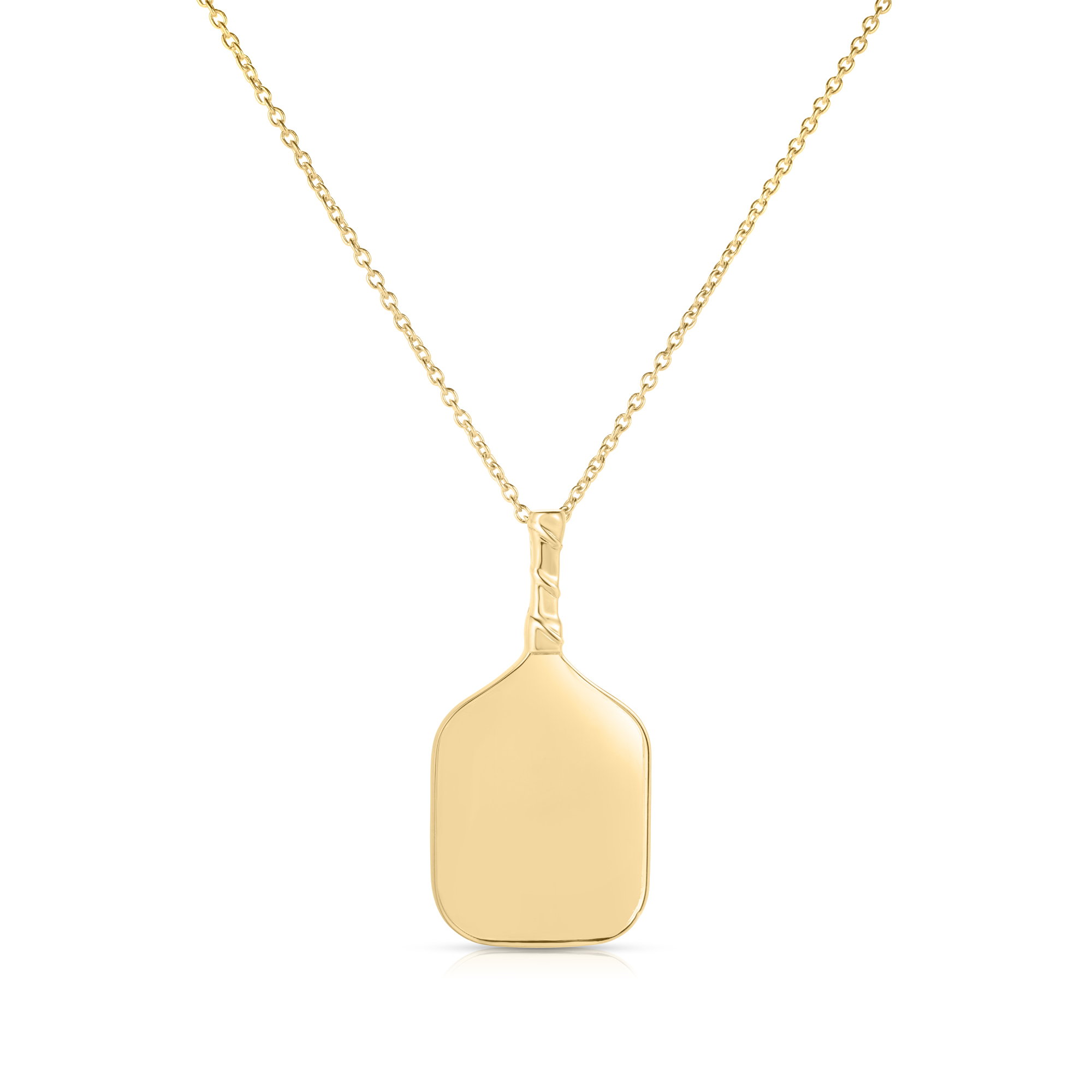 18k Yellow Gold Tiny Treasures Polished Pickle Ball Racket Necklace