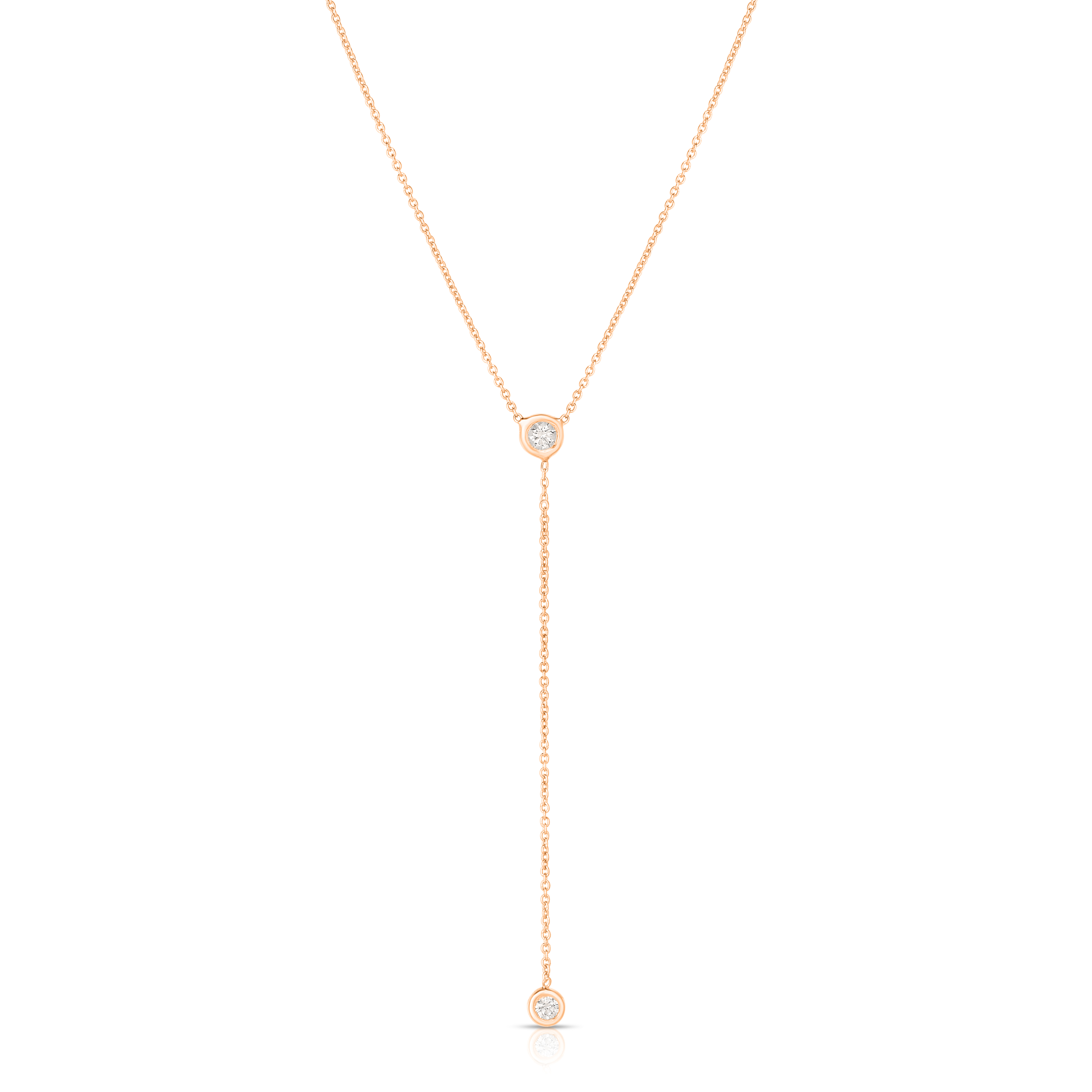 18k Rose Gold Diamonds By The Inch Dangle Bezel Necklace