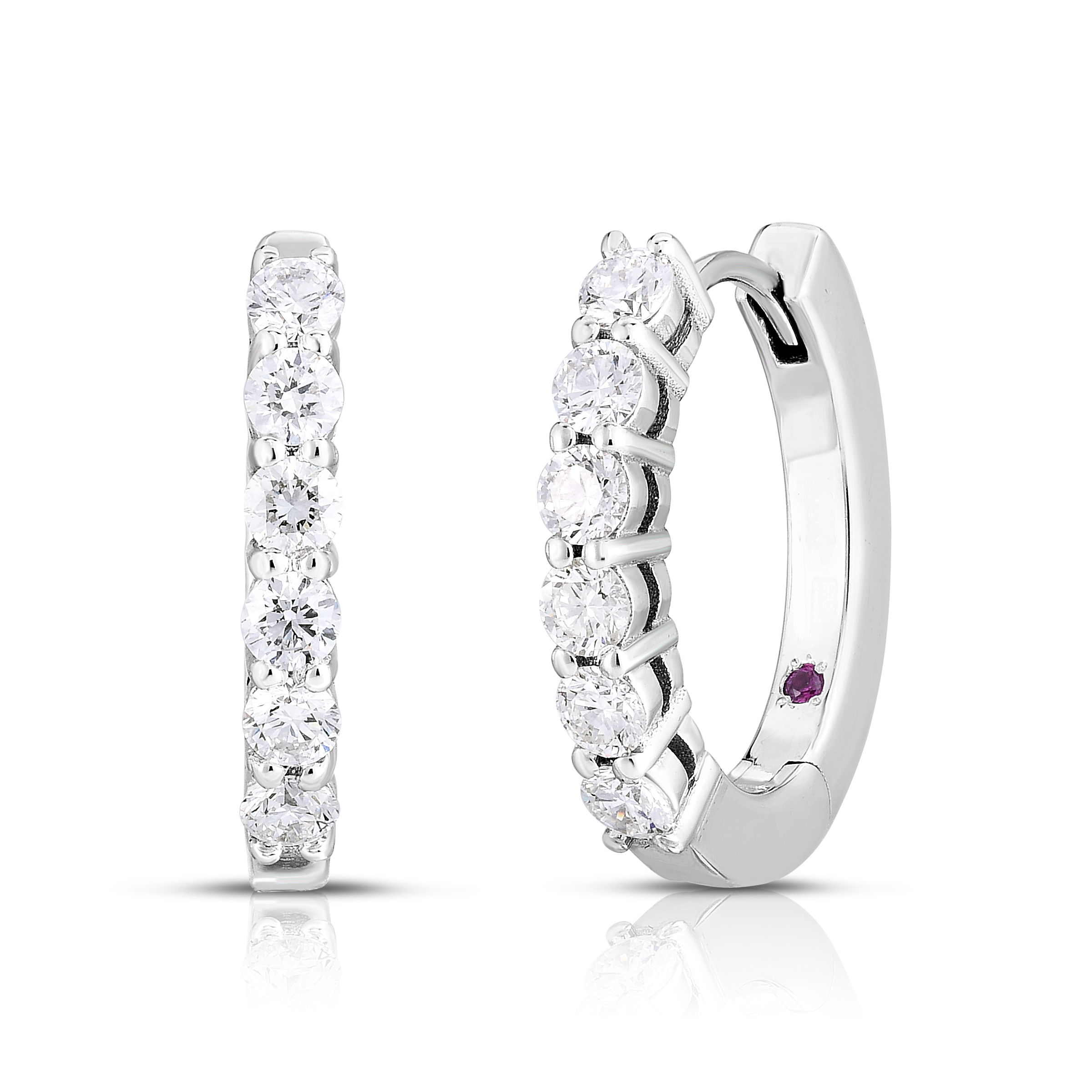 18k White Gold The Perfect Diamond Hoop® Single Line Oval Earrings