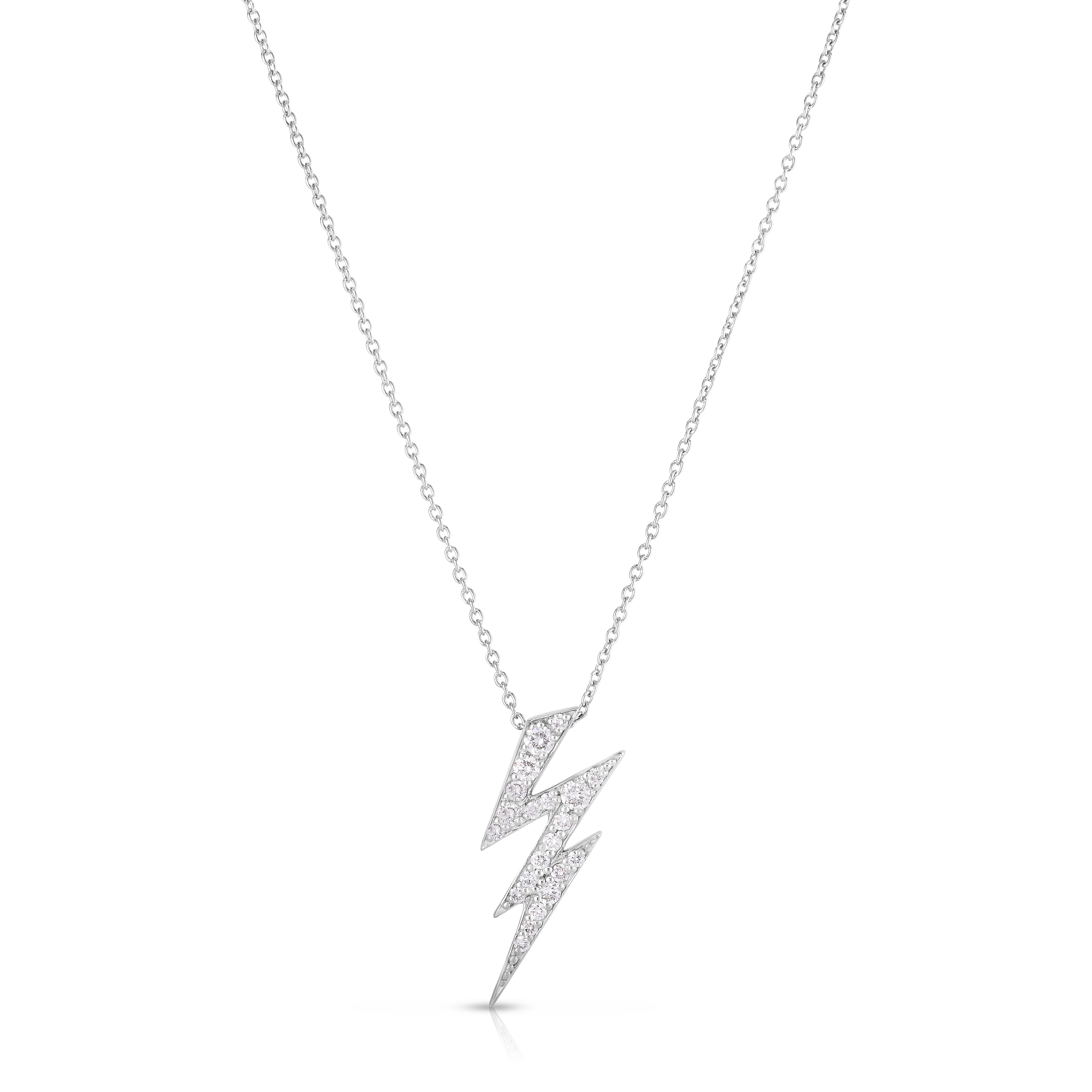 18k White Gold Tiny Treasures Diamond Lightning Bolt Necklace