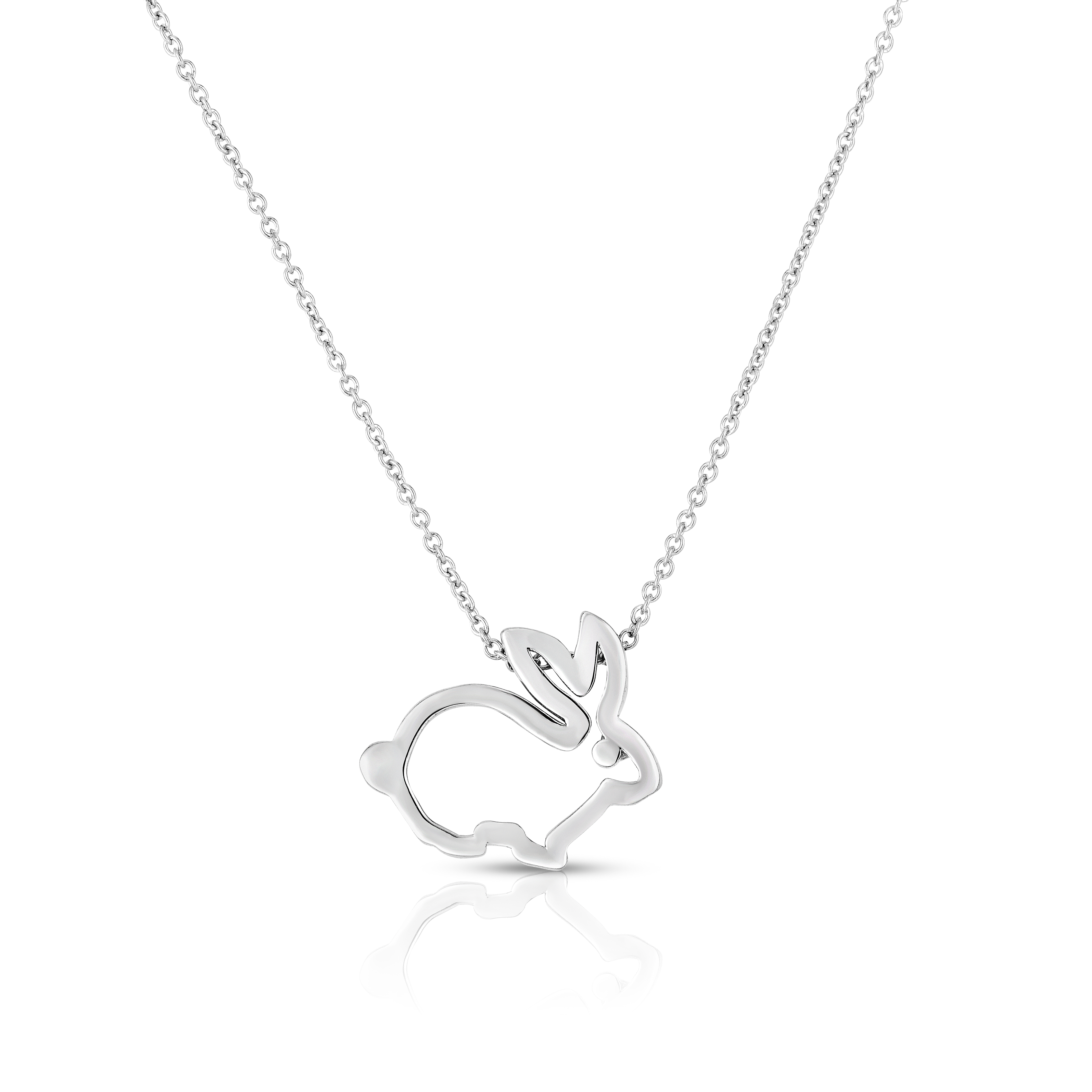 18k White Gold Tiny Treasures Rabbit Outline Necklace