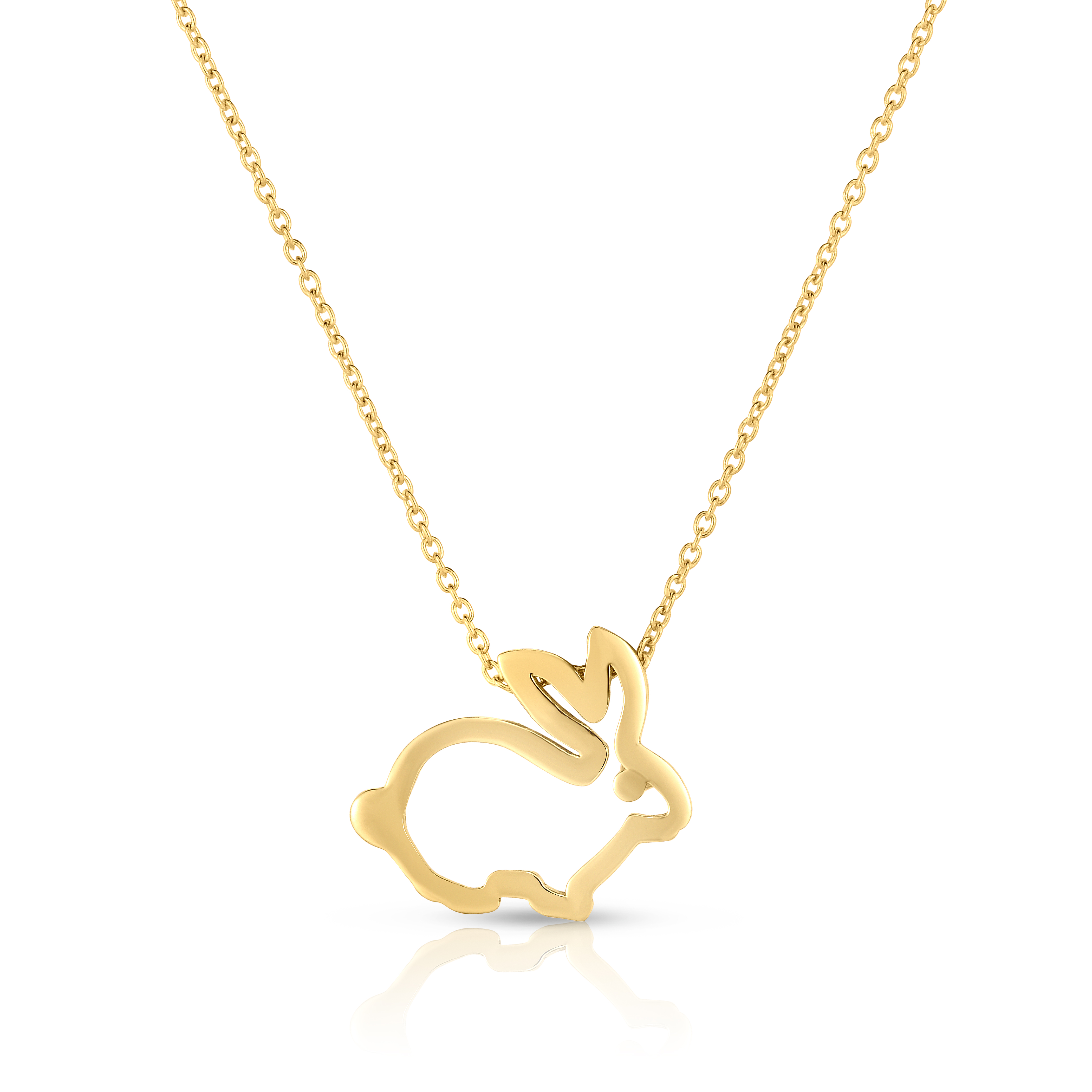 18k Yellow Gold Tiny Treasures Rabbit Outline Necklace