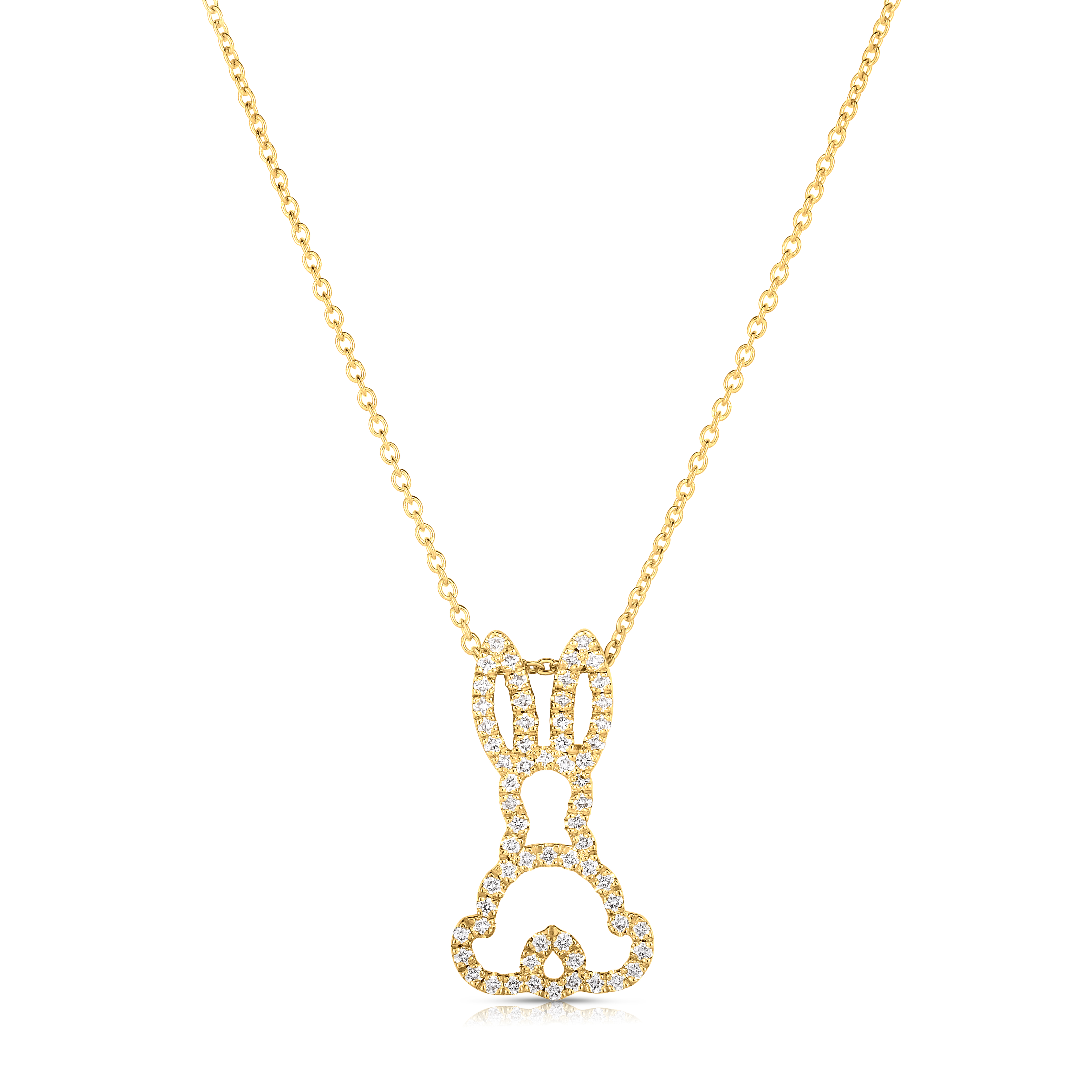 18k Yellow Gold Tiny Treasures Diamond Outline Bunny Necklace