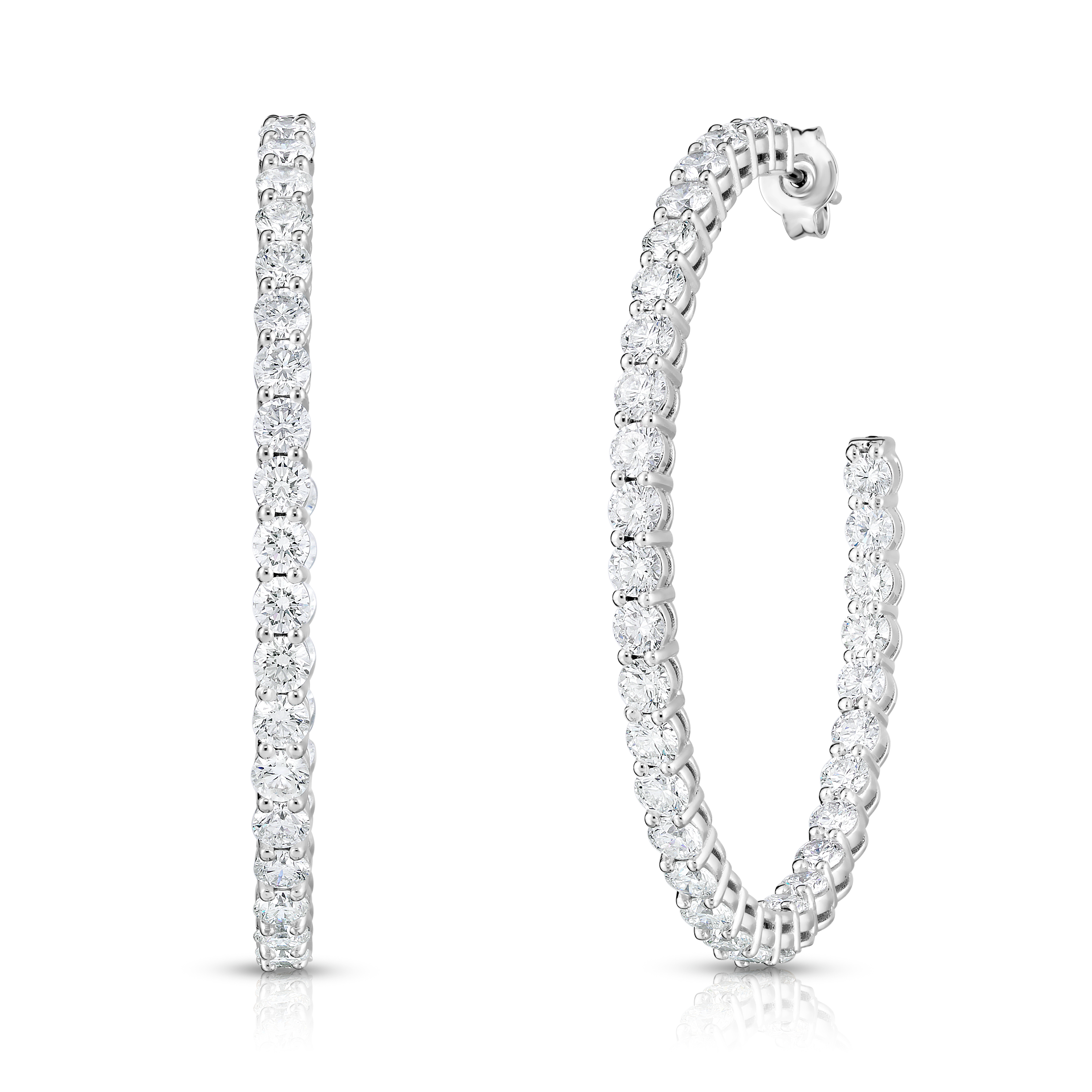 18k White Gold The Perfect Diamond Hoop® Large Open Back Earrings