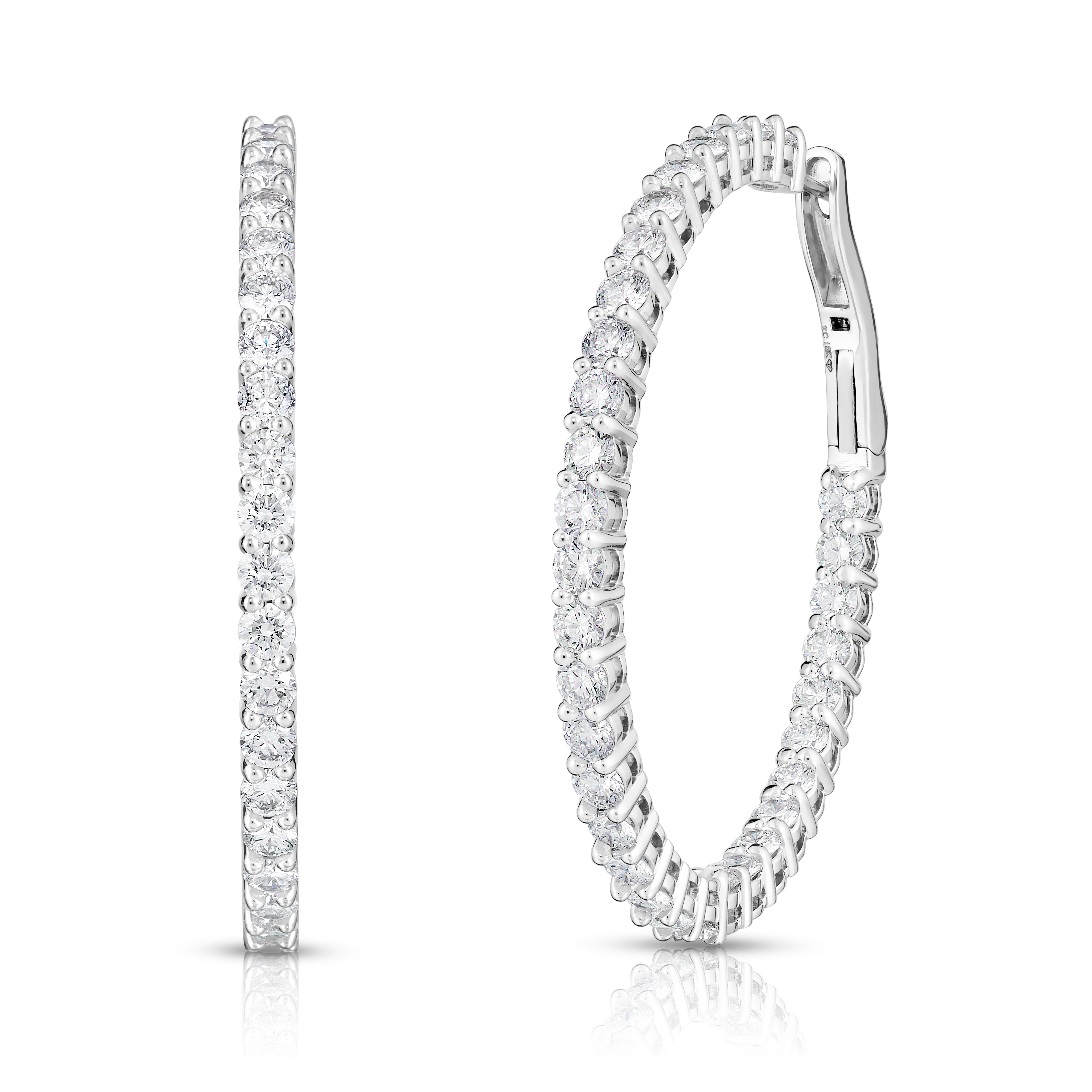 18k White Gold The Perfect Diamond Hoop® Large Lever Back Earrings