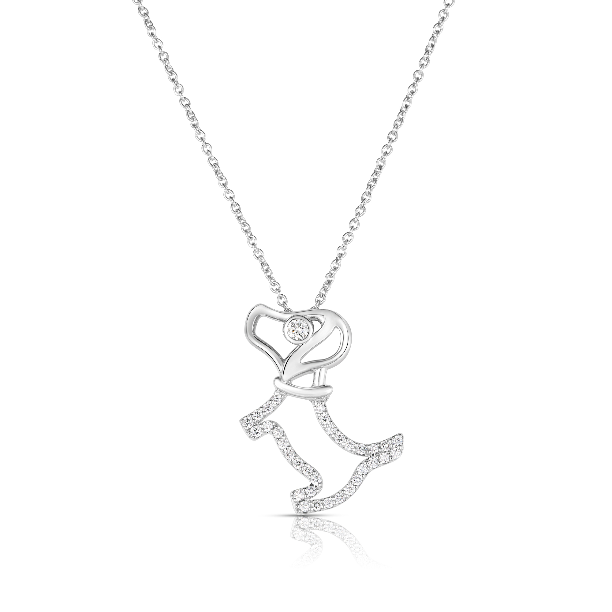18k White Gold Tiny Treasures Diamond Scottie Dog Necklace