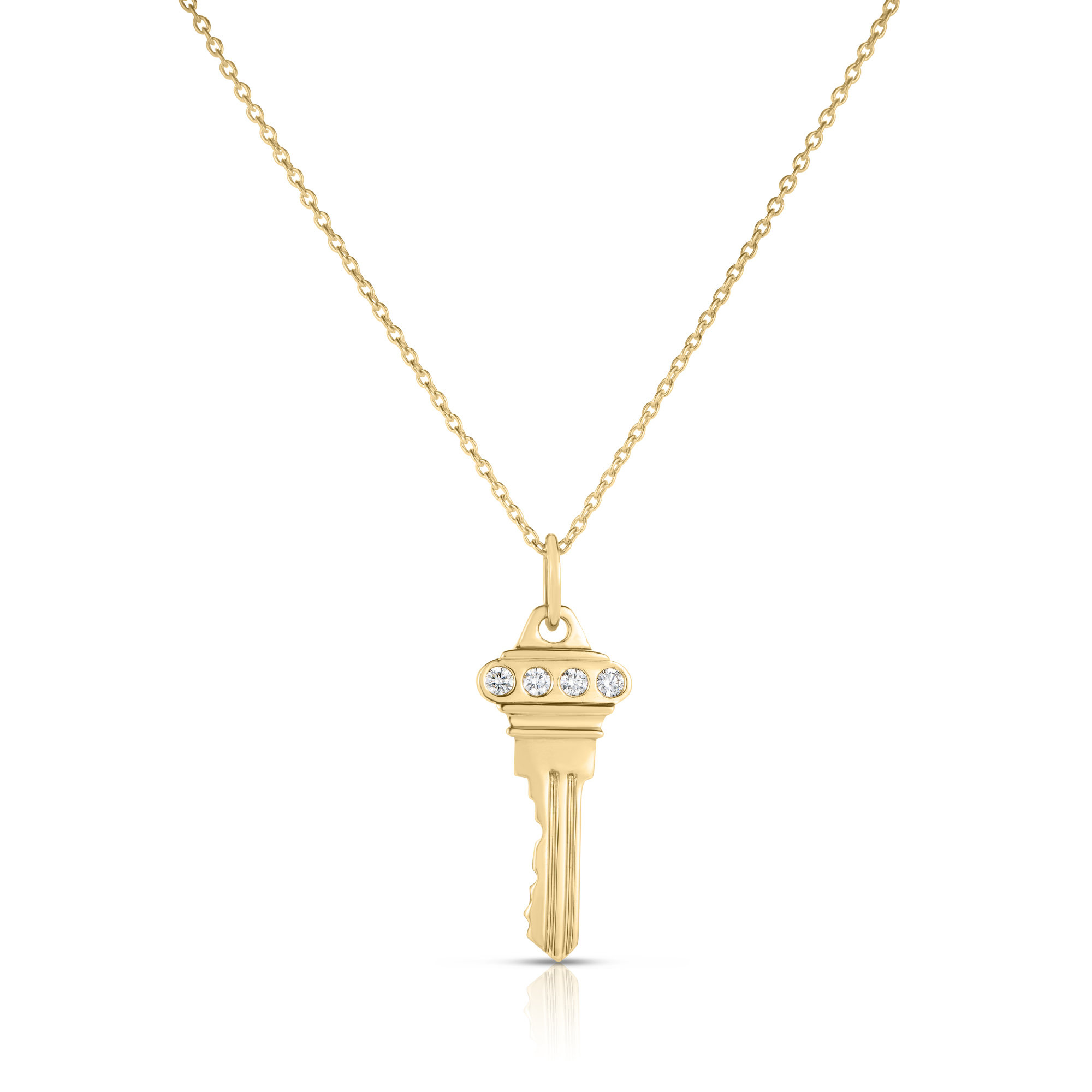 18k Yellow Gold Tiny Treasures Diamond Accent Key Necklace