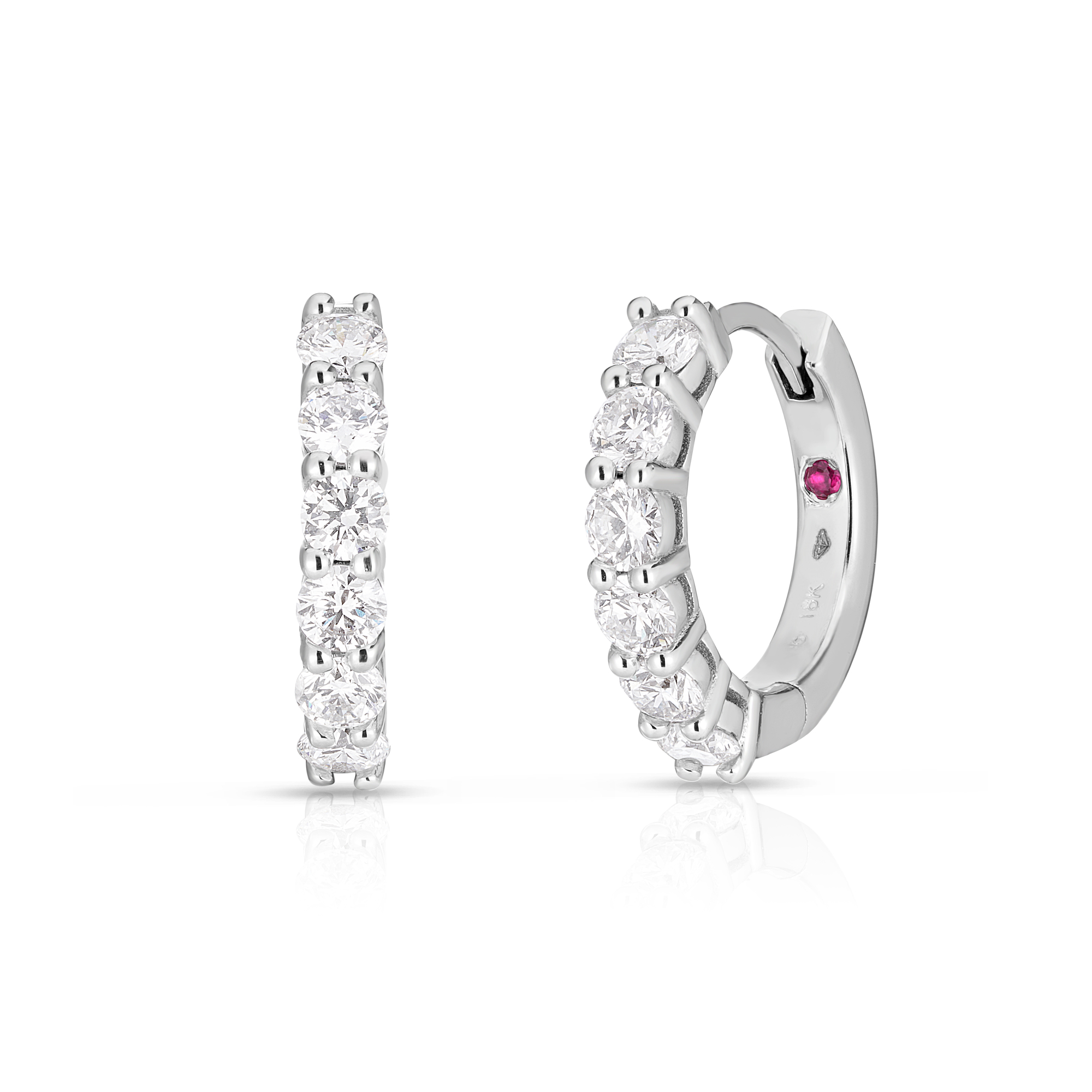 18k White Gold The Perfect Diamond Hoop® Single Line Earrings