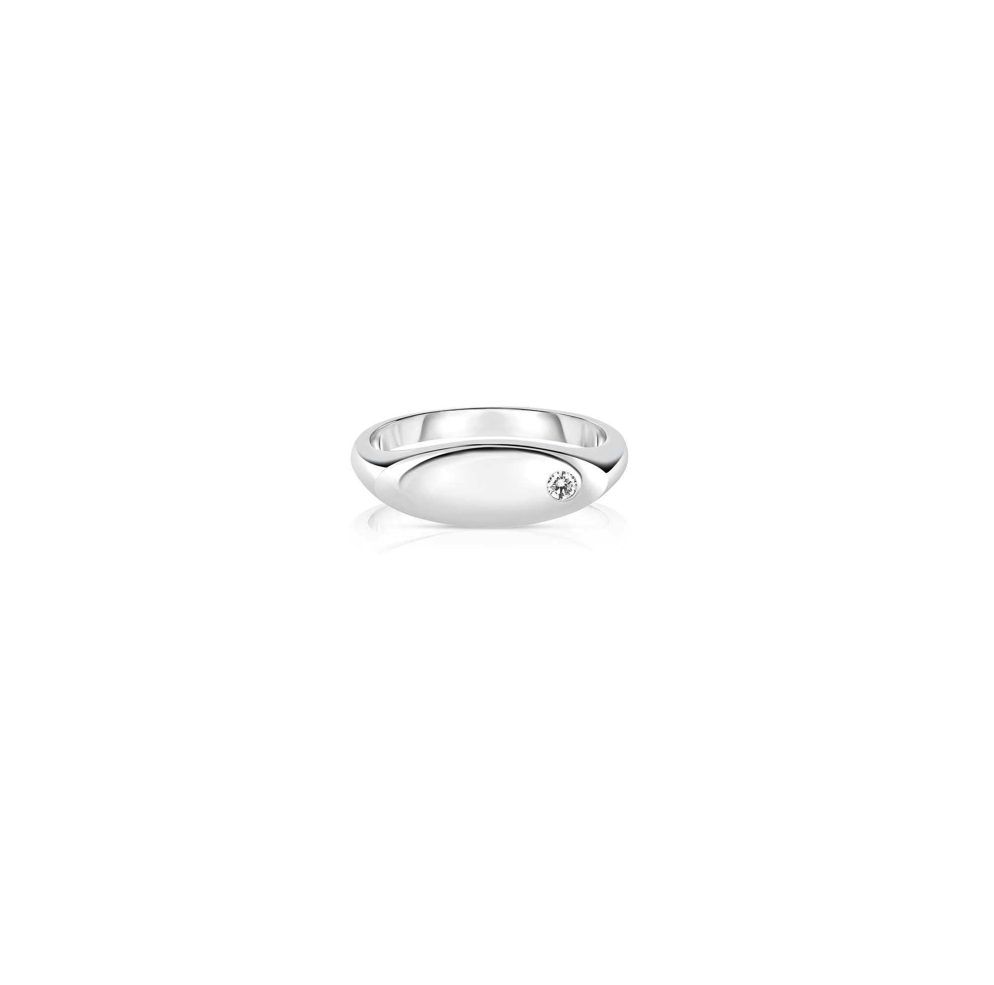 18k White Gold Small Diamond Signet Ring