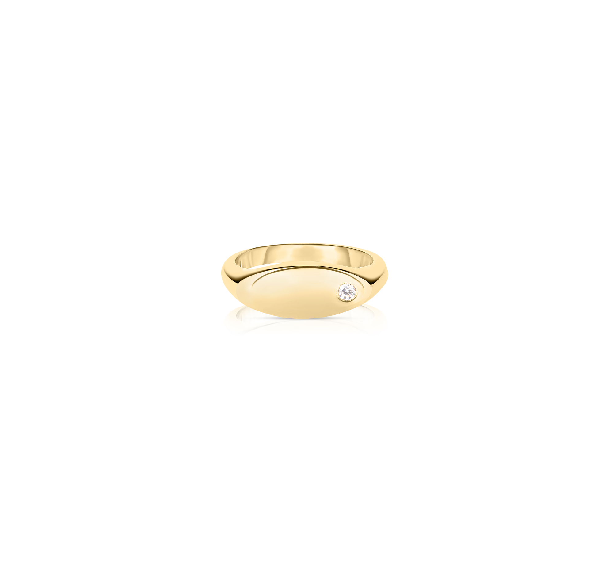 18k Yellow Gold Small Diamond Signet Ring
