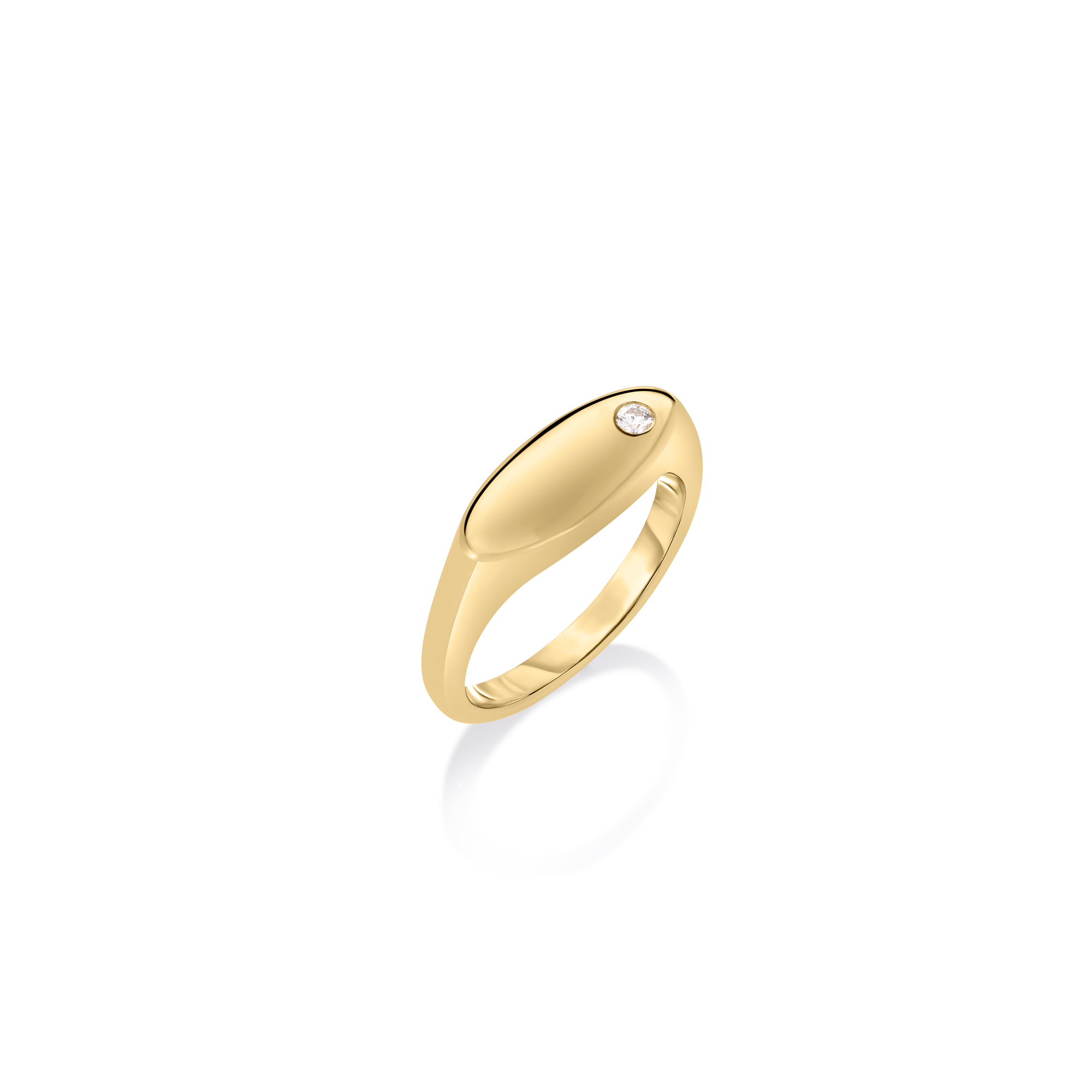 18k Yellow Gold Small Diamond Signet Ring