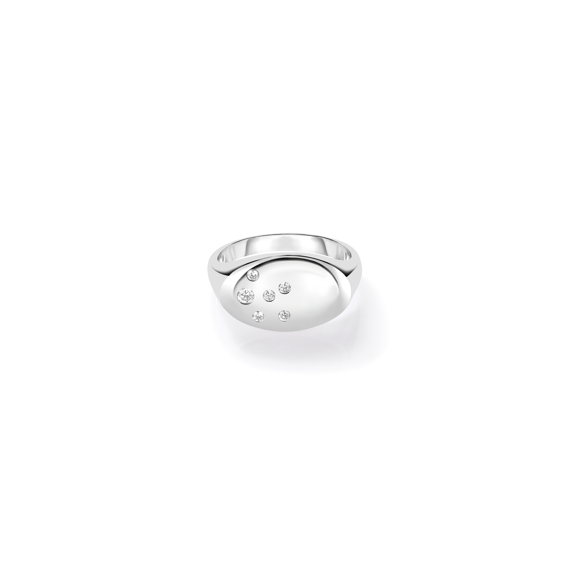 18k White Gold Large Diamond Signet Ring