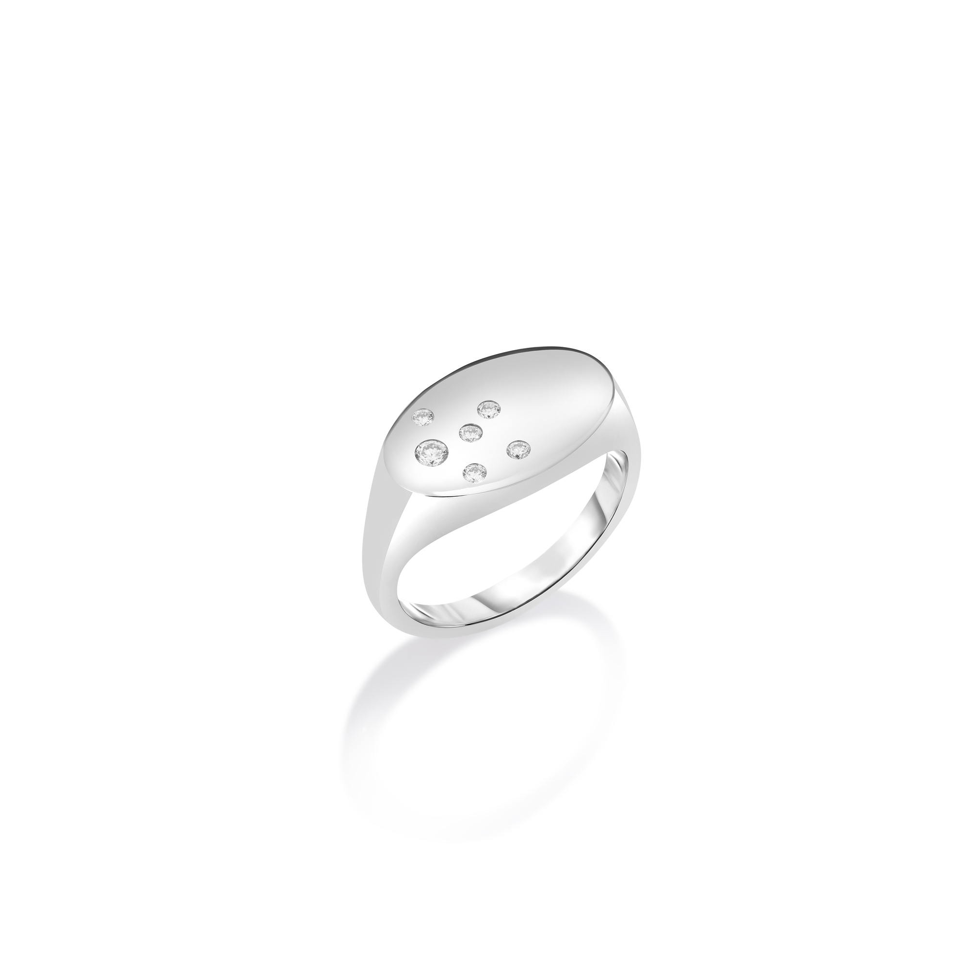 18k White Gold Large Diamond Signet Ring