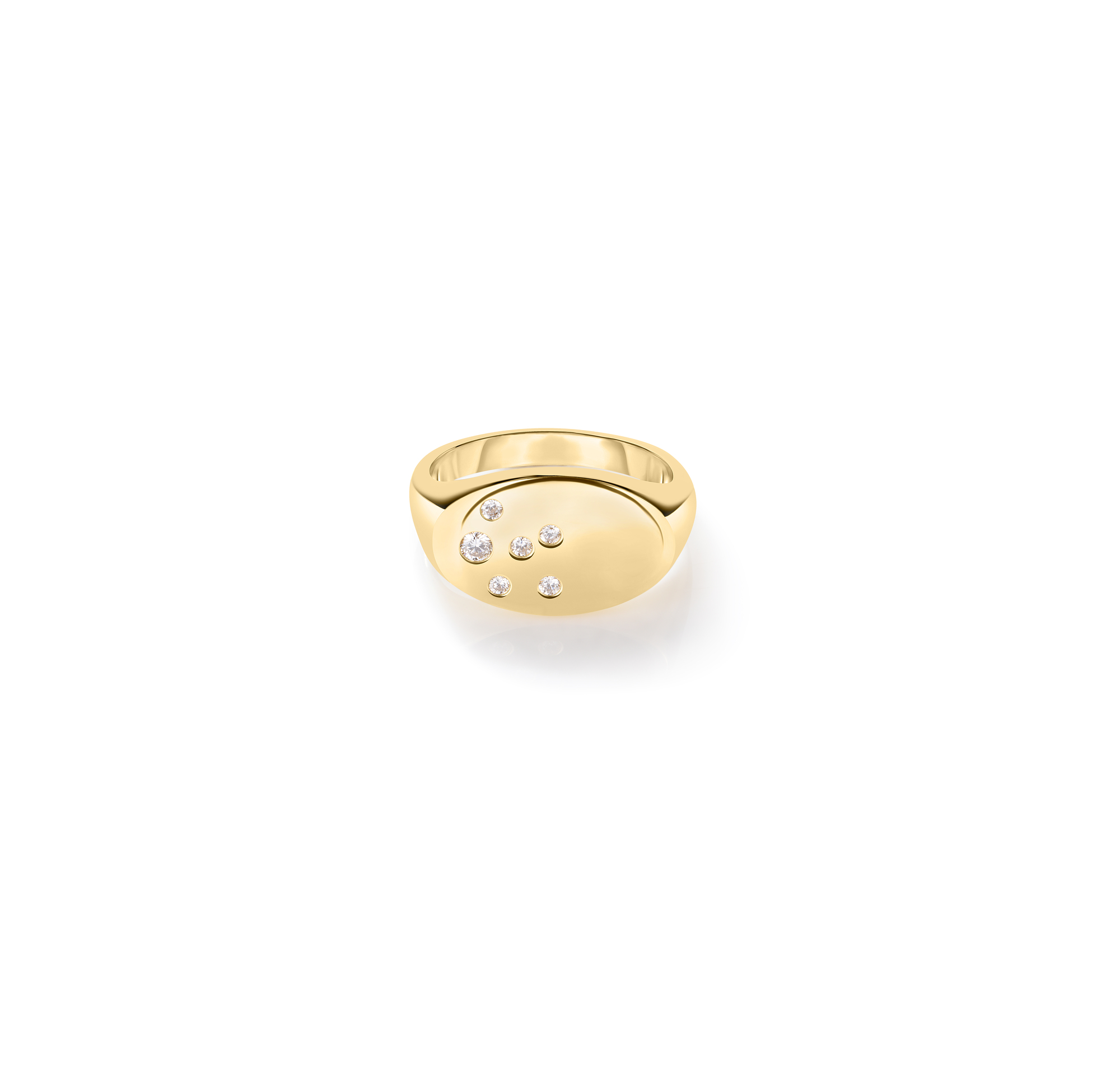18k Yellow Gold Large Diamond Signet Ring