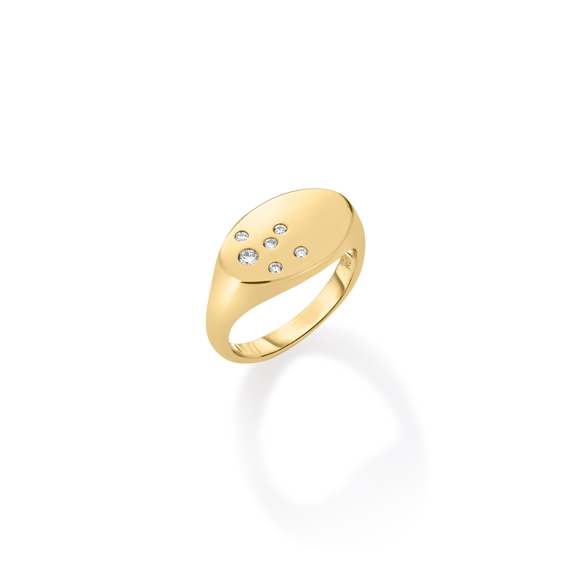 18k Yellow Gold Large Diamond Signet Ring
