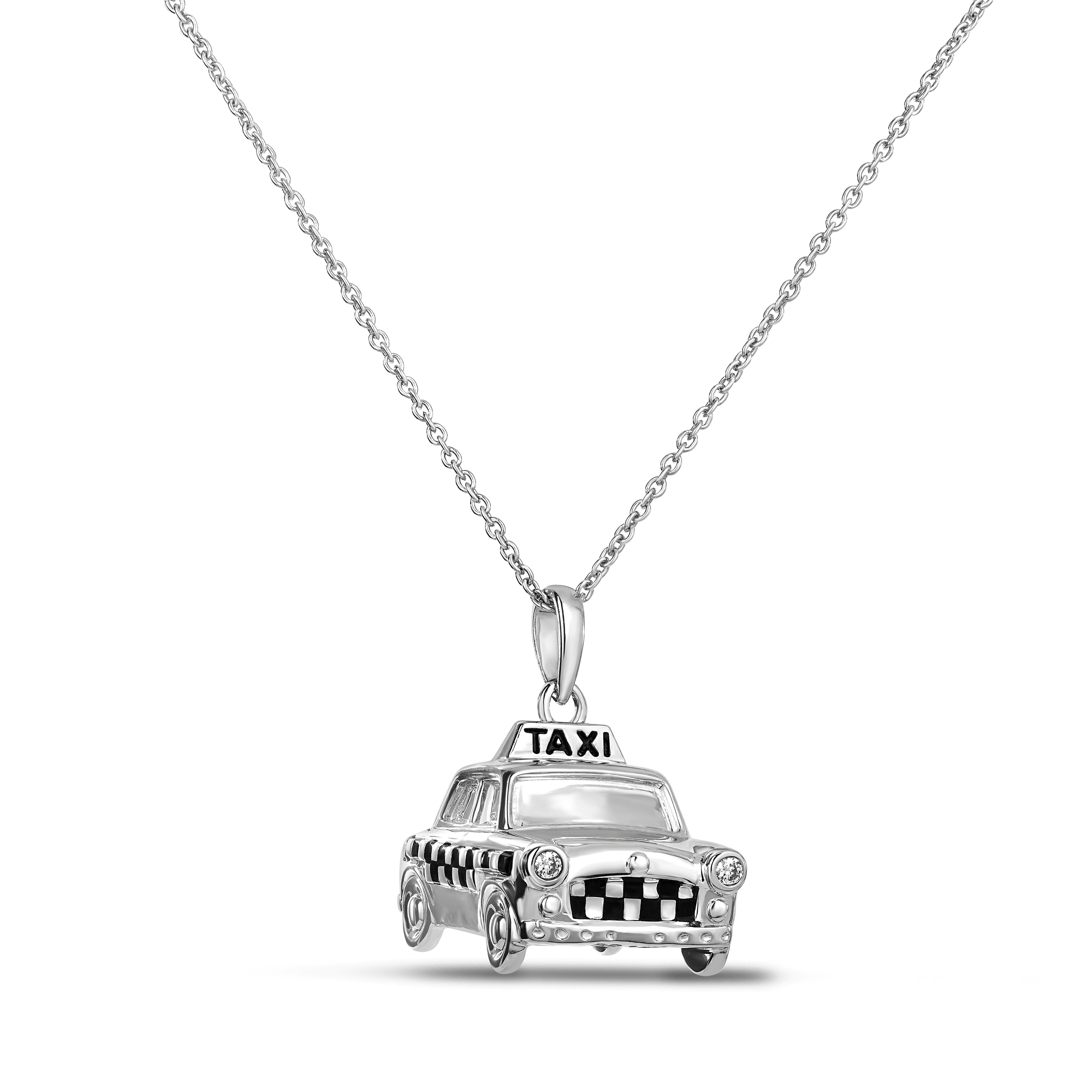 18k White Gold Tiny Treasures Diamond Headlights Taxi Necklace