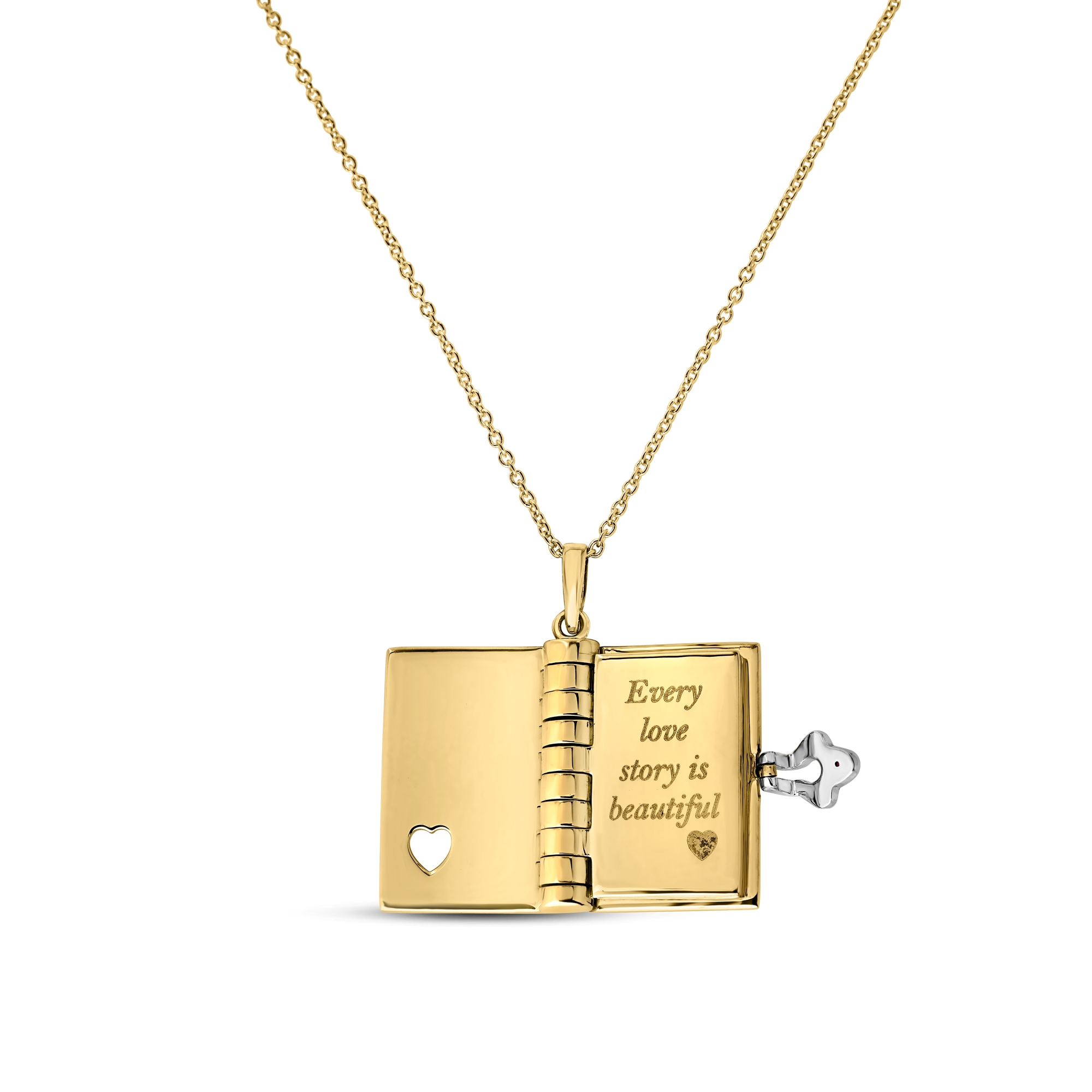 18k Yellow/white Gold Tiny Treasures Love Book Necklace