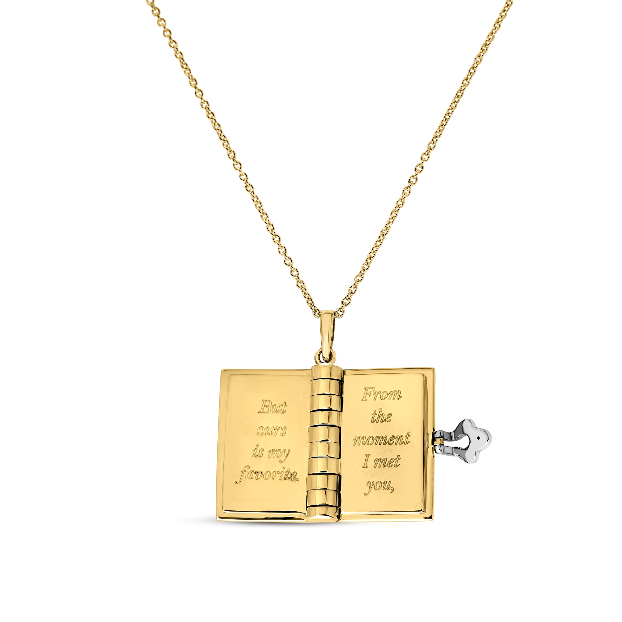 18k Yellow/white Gold Tiny Treasures Love Book Necklace