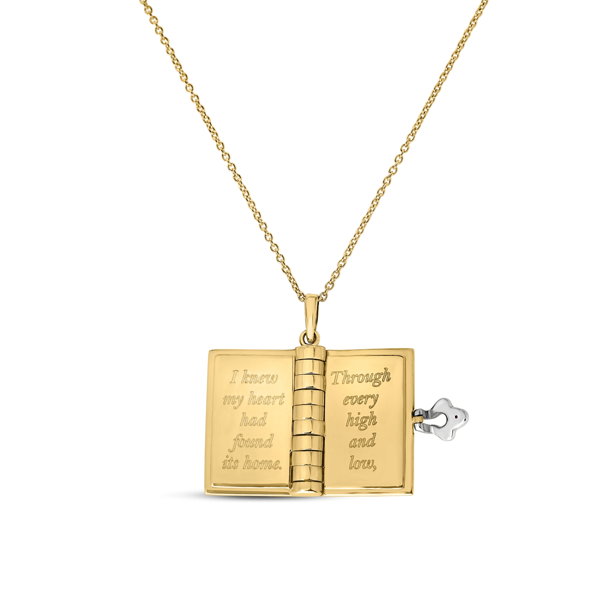 18k Yellow/white Gold Tiny Treasures Love Book Necklace