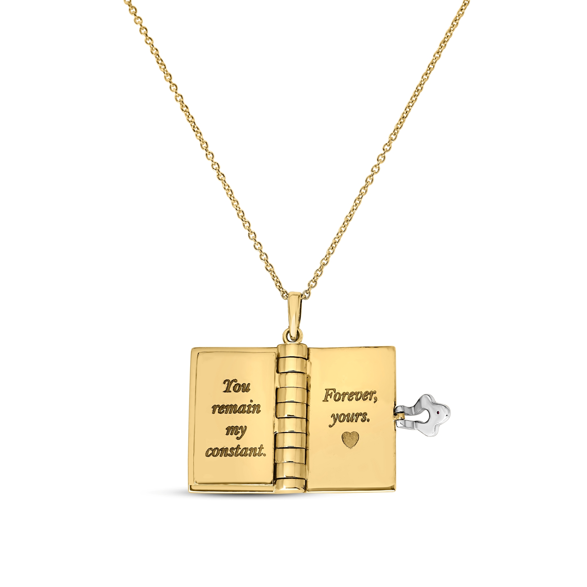 18k Yellow/white Gold Tiny Treasures Love Book Necklace