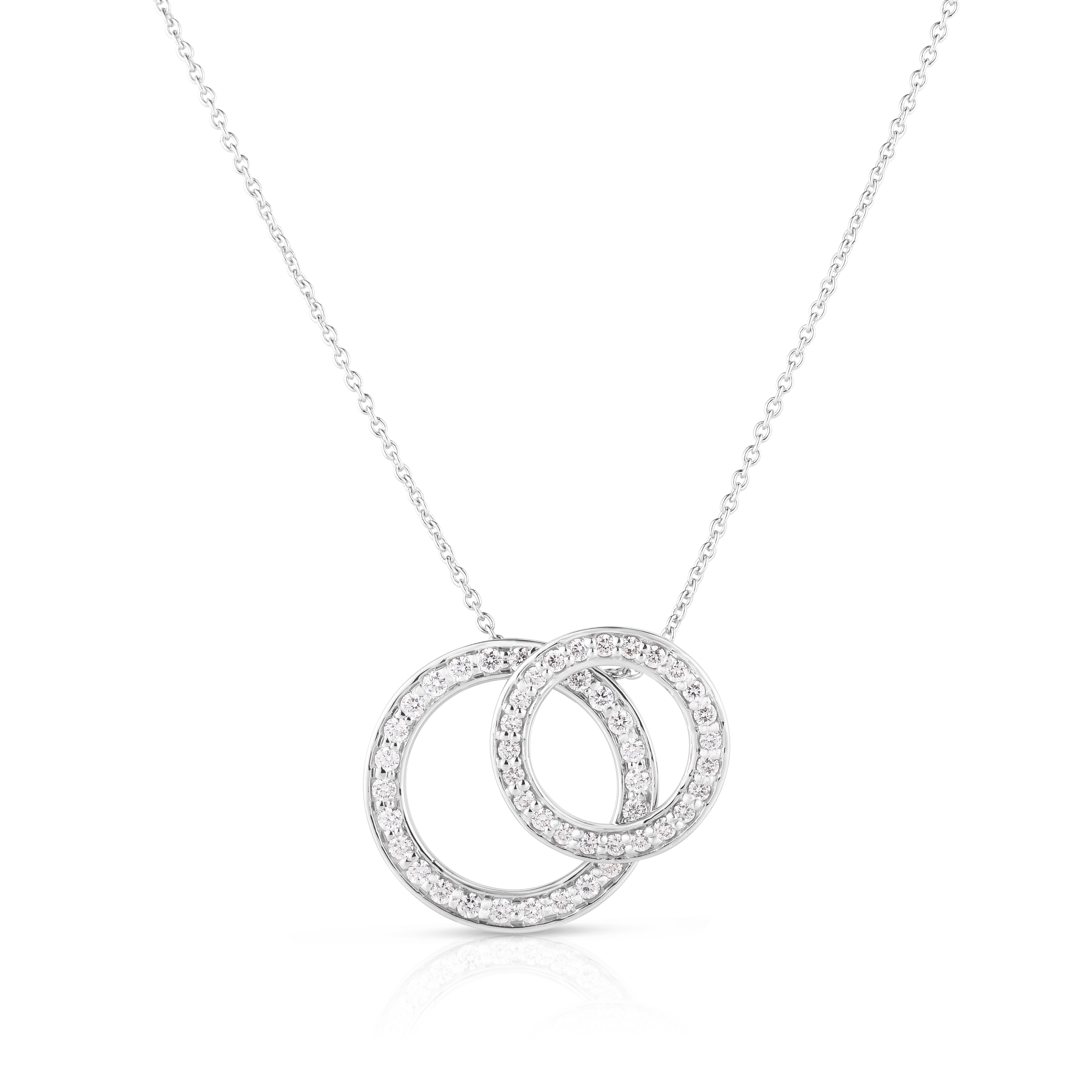 18k White Gold Tiny Treasures Pave Diamond Double Circle Necklace