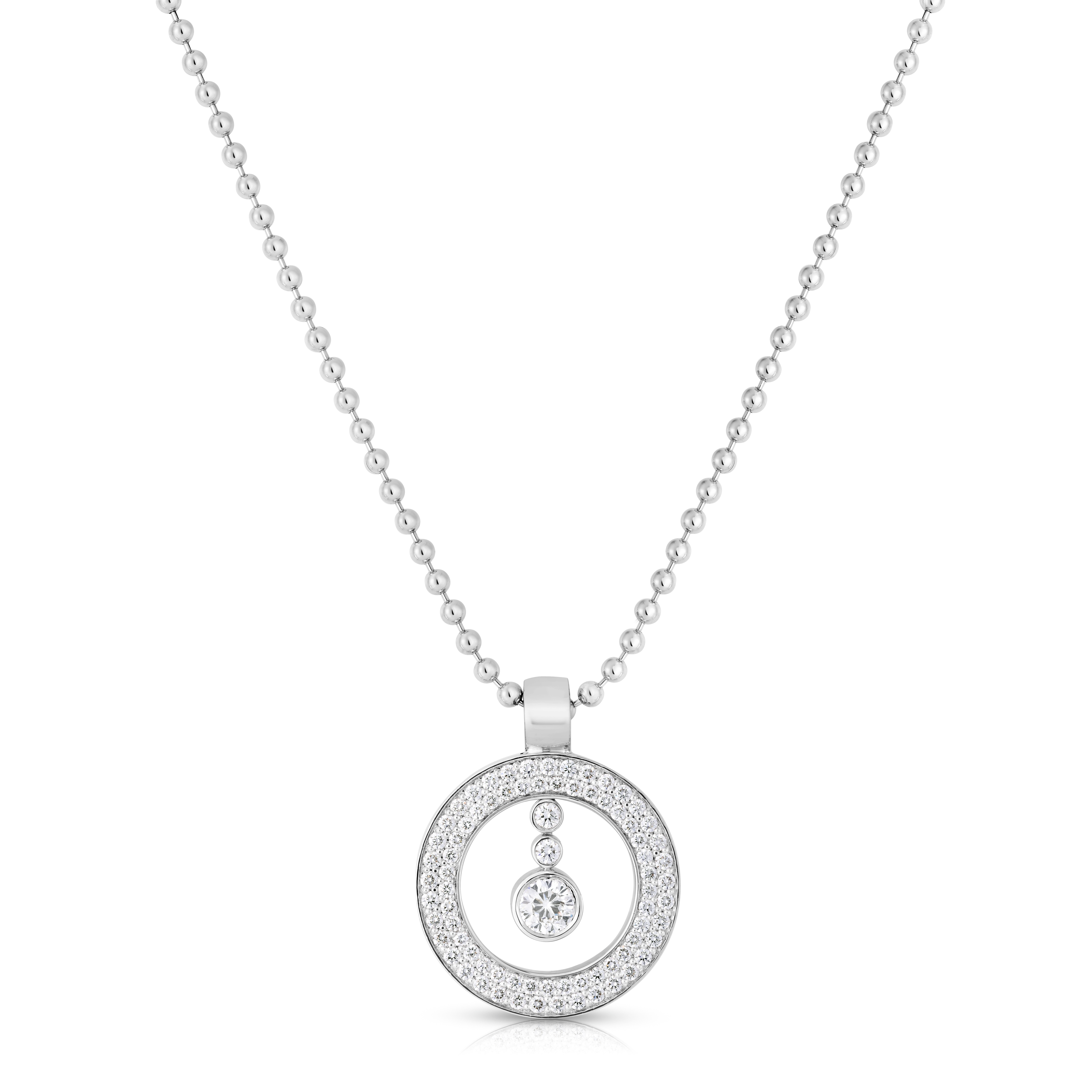 18k White Gold Pave Diamond Baby O Necklace