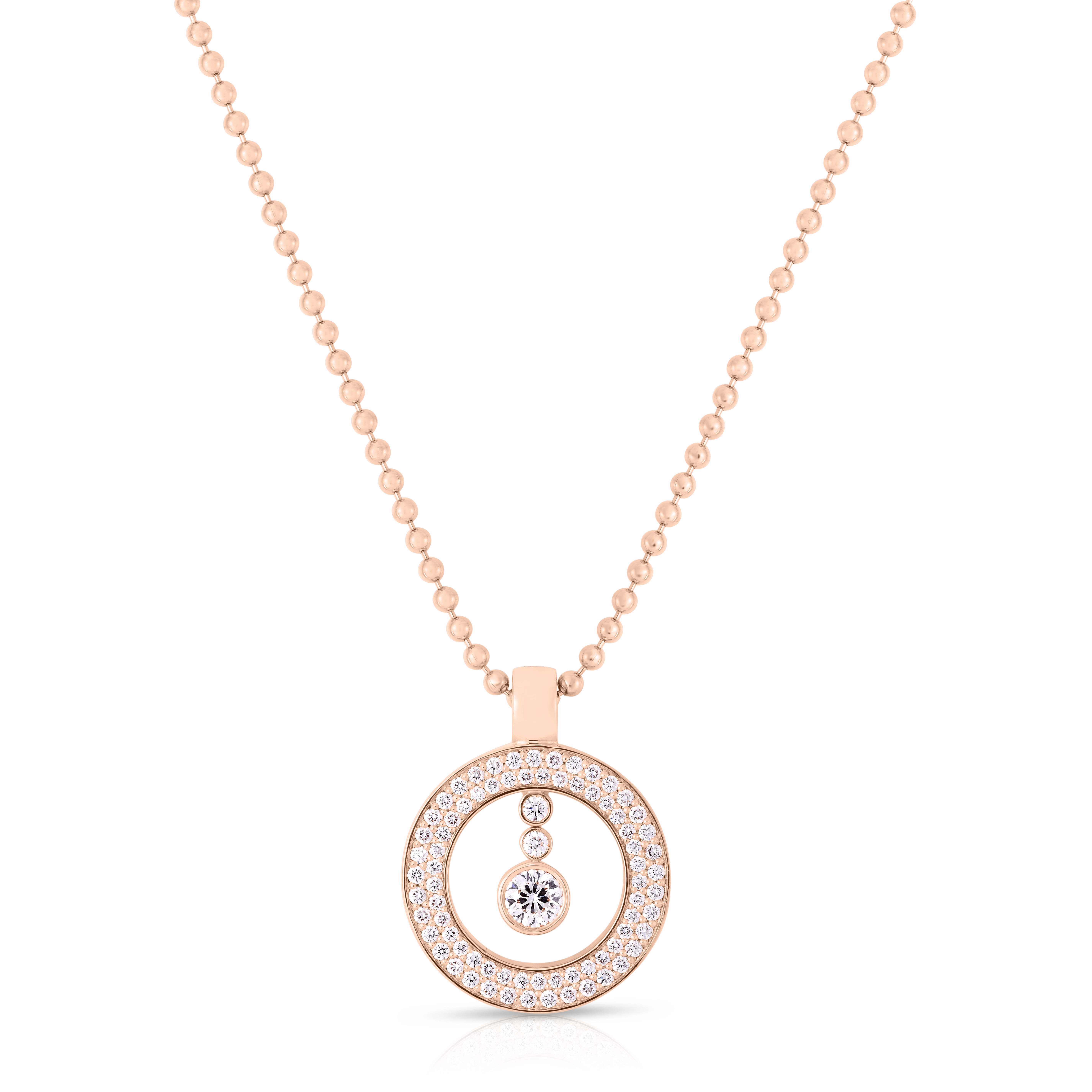 18k Rose Gold Pave Diamond Baby O Necklace