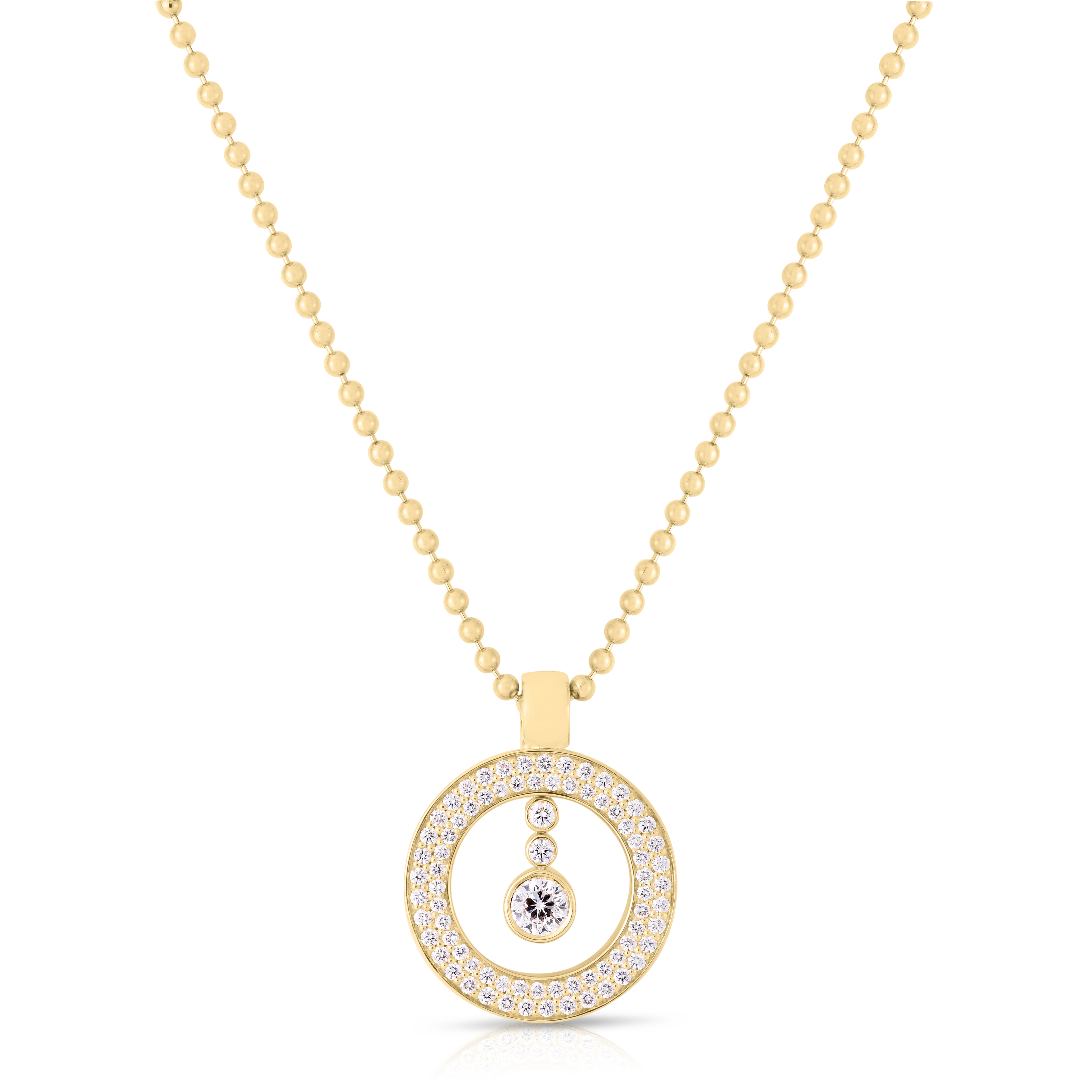18k Yellow Gold Pave Diamond Baby O Necklace