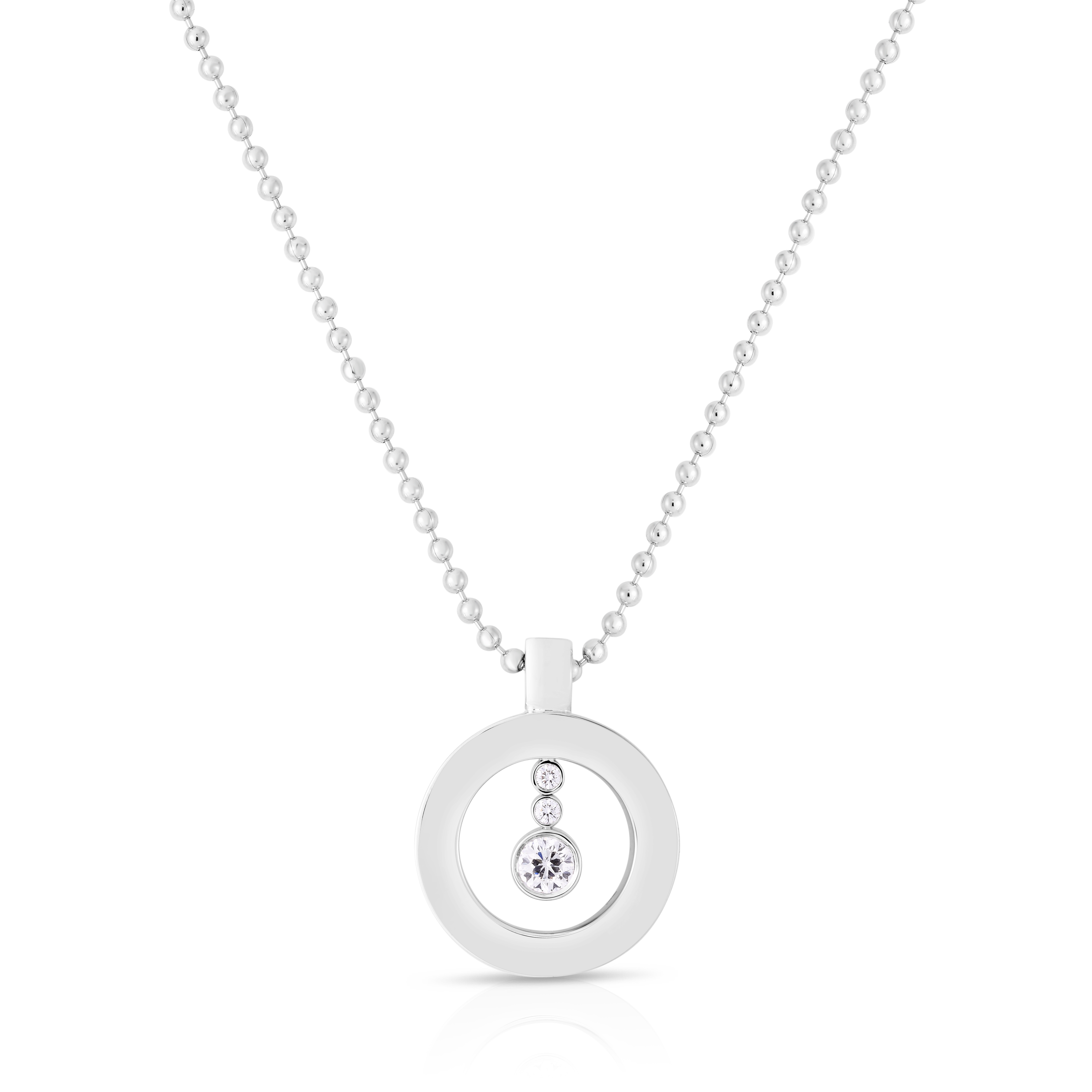 18k White Gold Pave Diamond Mini O Necklace