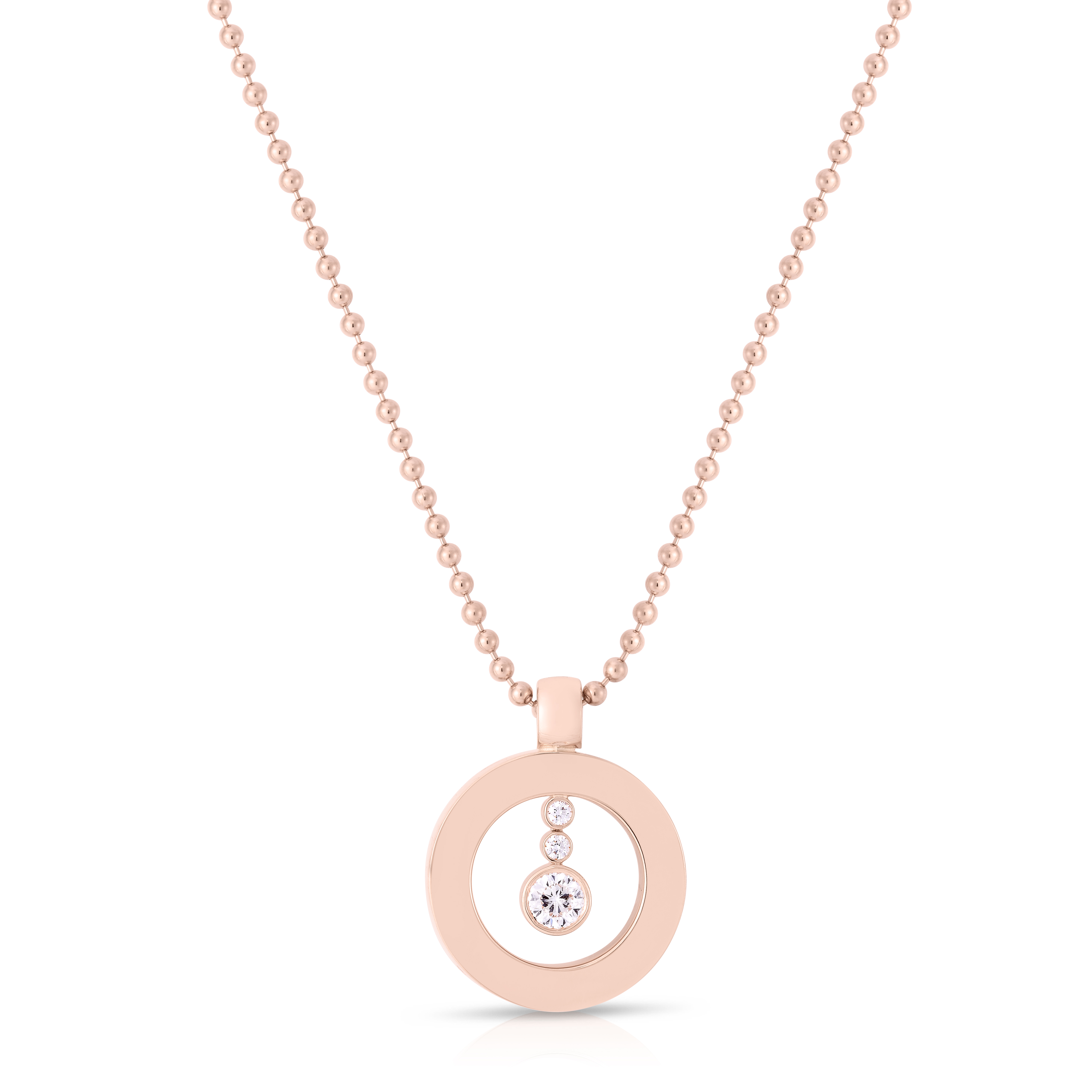18k Rose Gold Pave Diamond Mini O Necklace