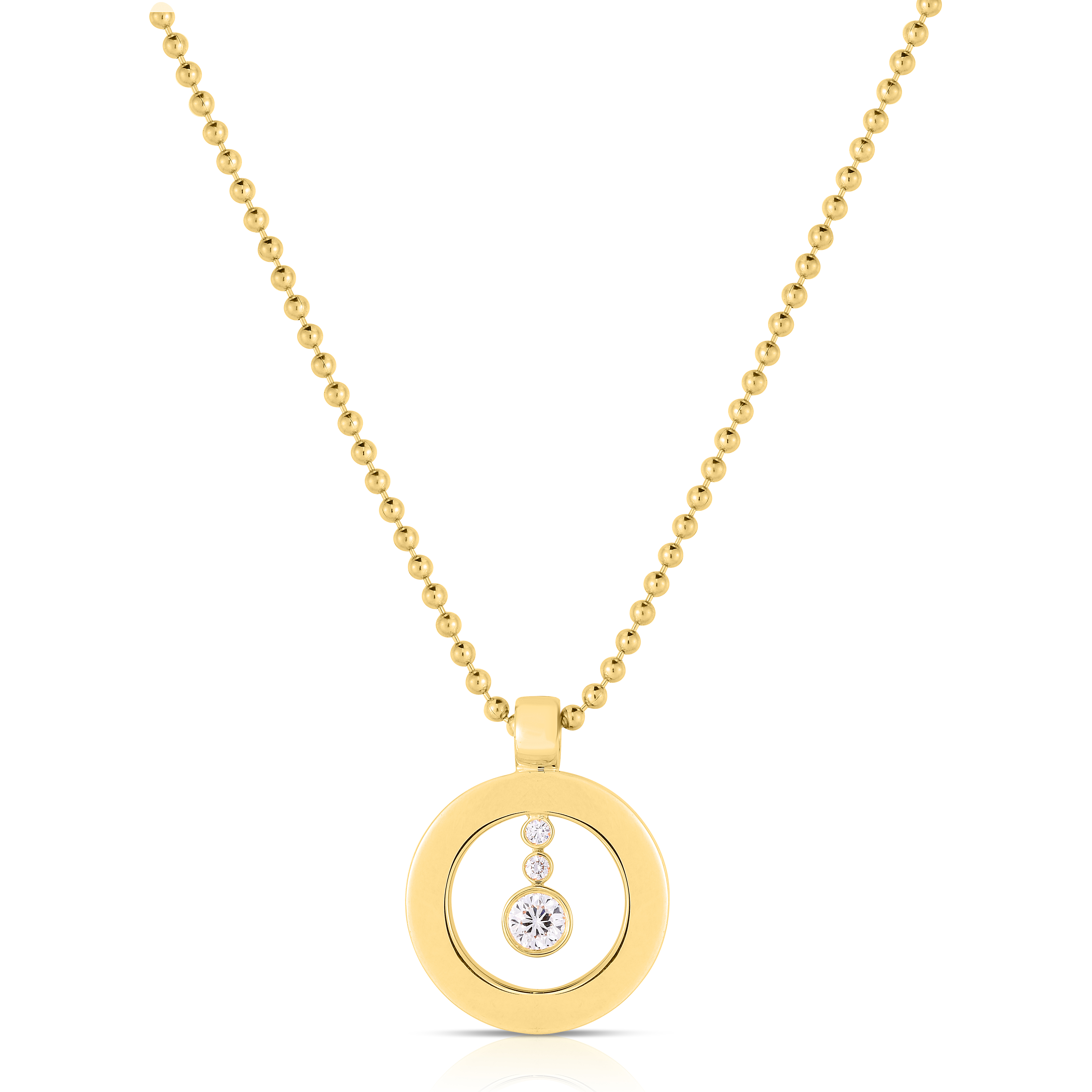 18k Yellow Gold Pave Diamond Mini O Necklace