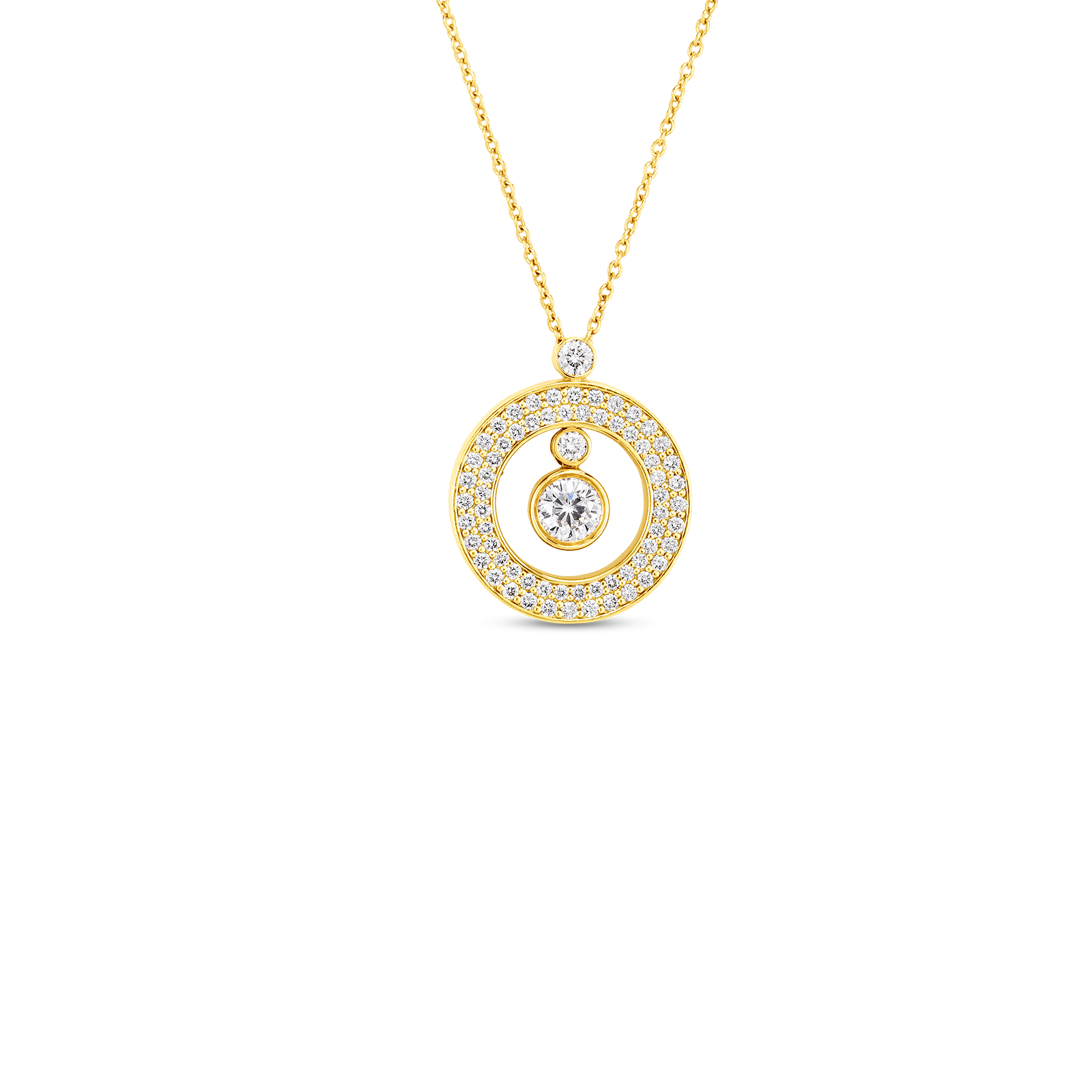 18k Yellow Gold Cento Pave Diamond Baby O Necklace