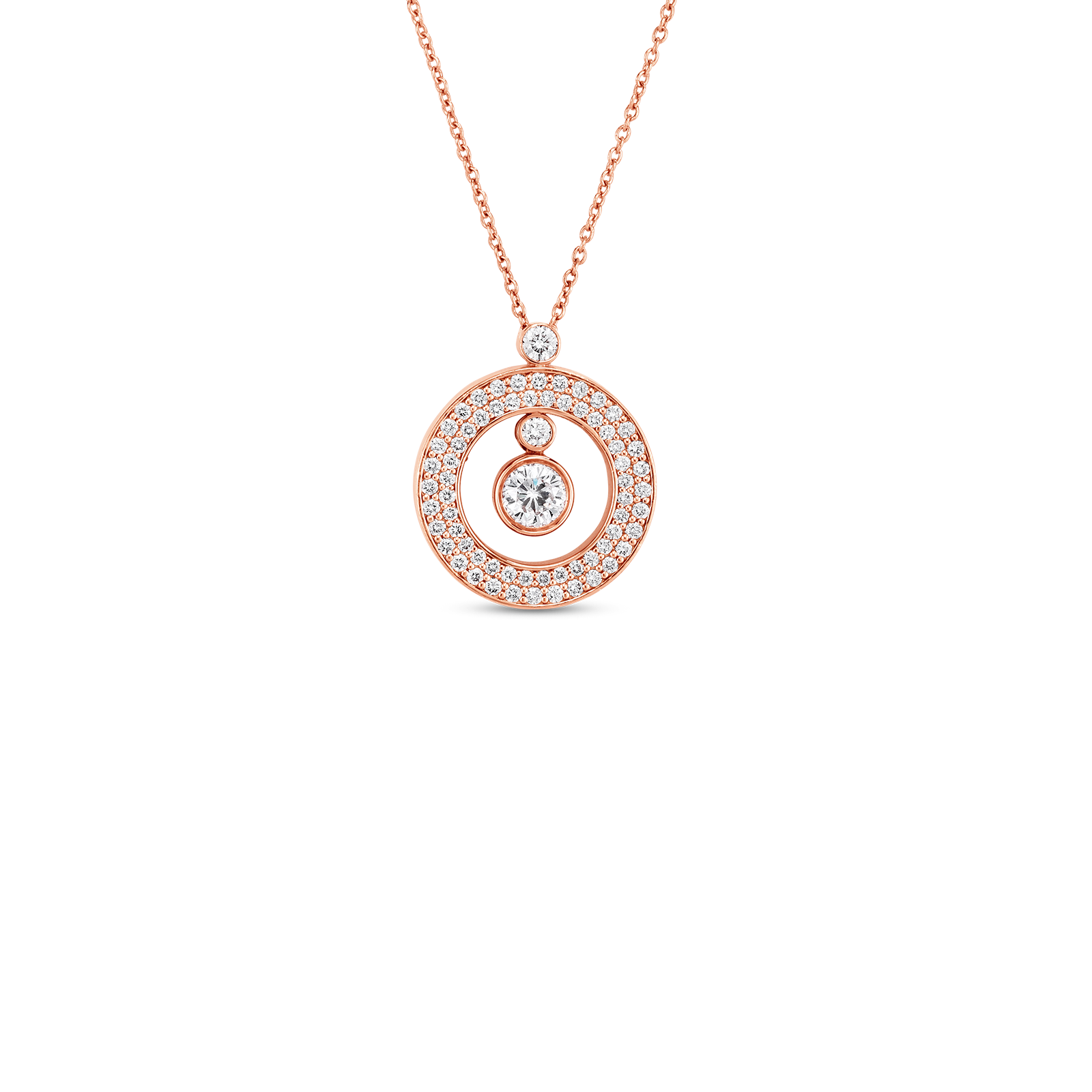 18k Rose Gold Cento Pave Diamond Baby O Necklace