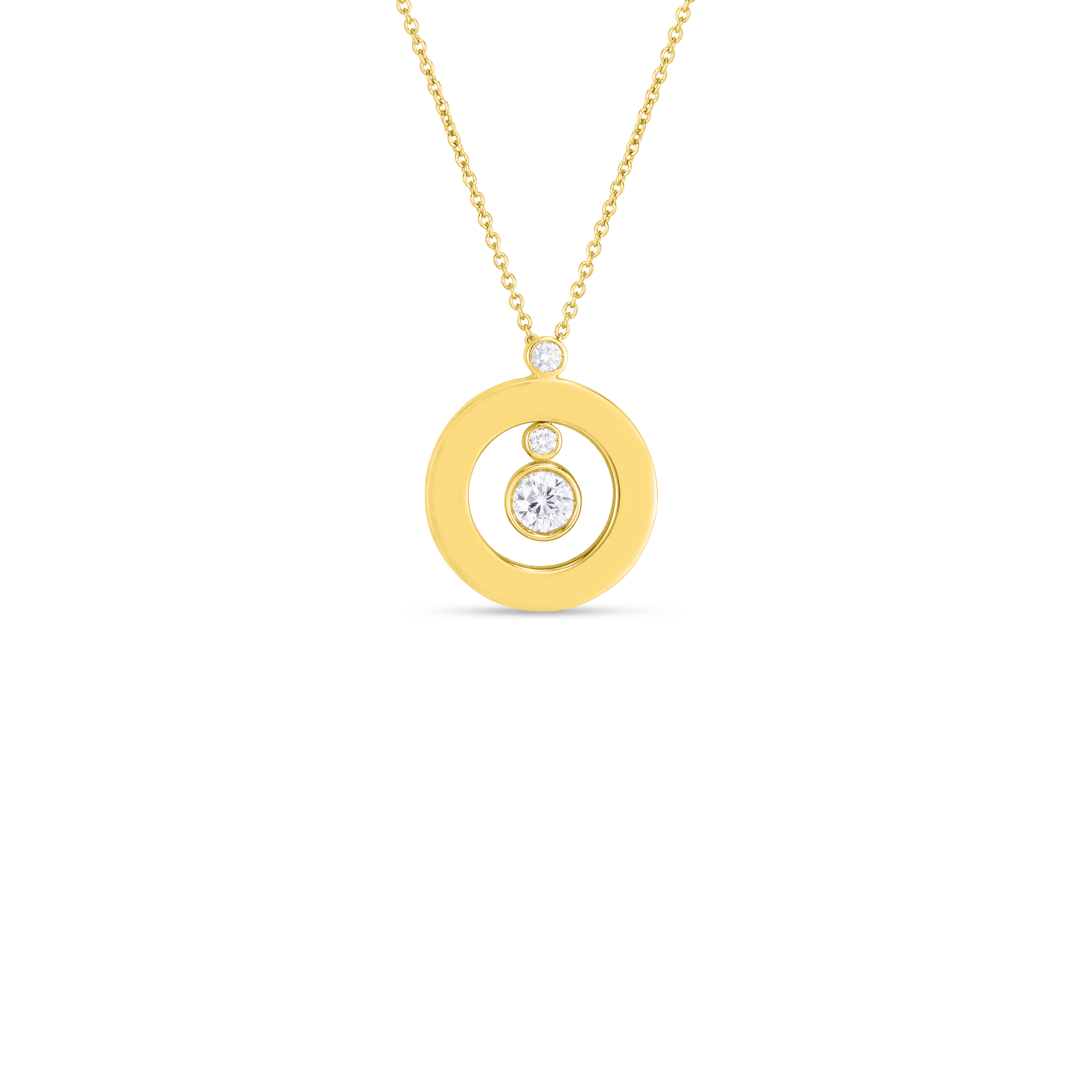 18k Yellow Gold Diamond Mini O Necklace