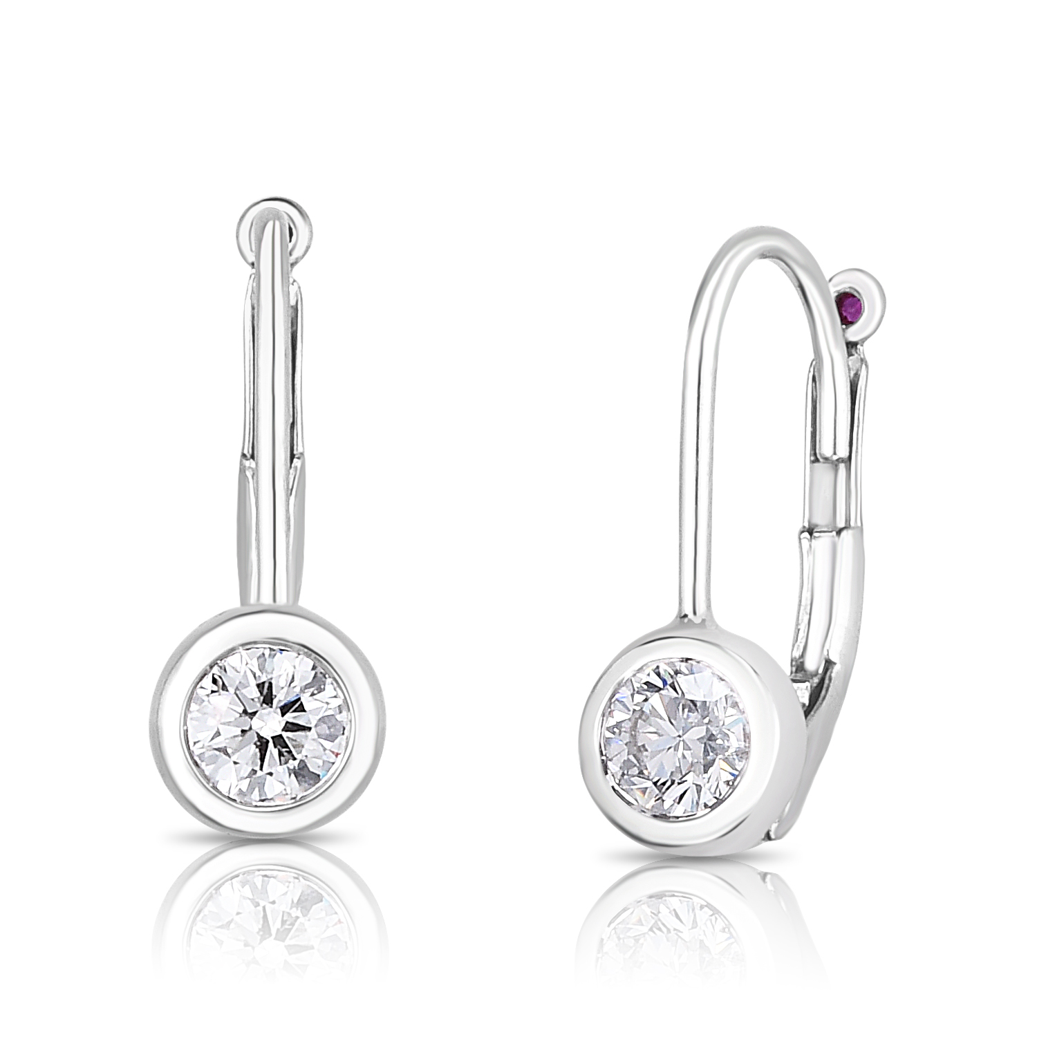 18k White Gold Tiny Treasures Diamond Bezel Euro Earrrings