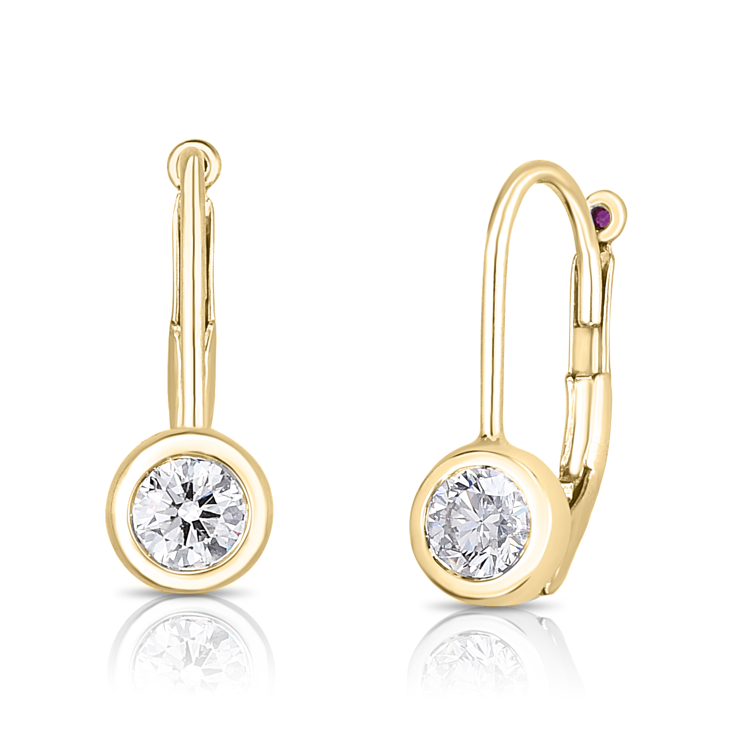 18k Yellow Gold Tiny Treasures Diamond Bezel Euro Earrrings