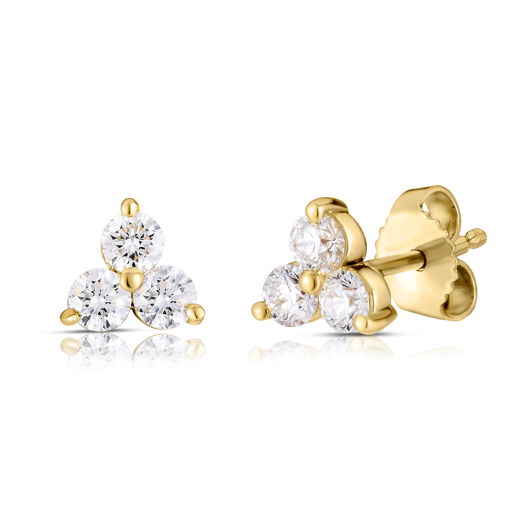 18k Yellow Gold Tiny Treasures Small Three Stone Cluster Stud Earrings