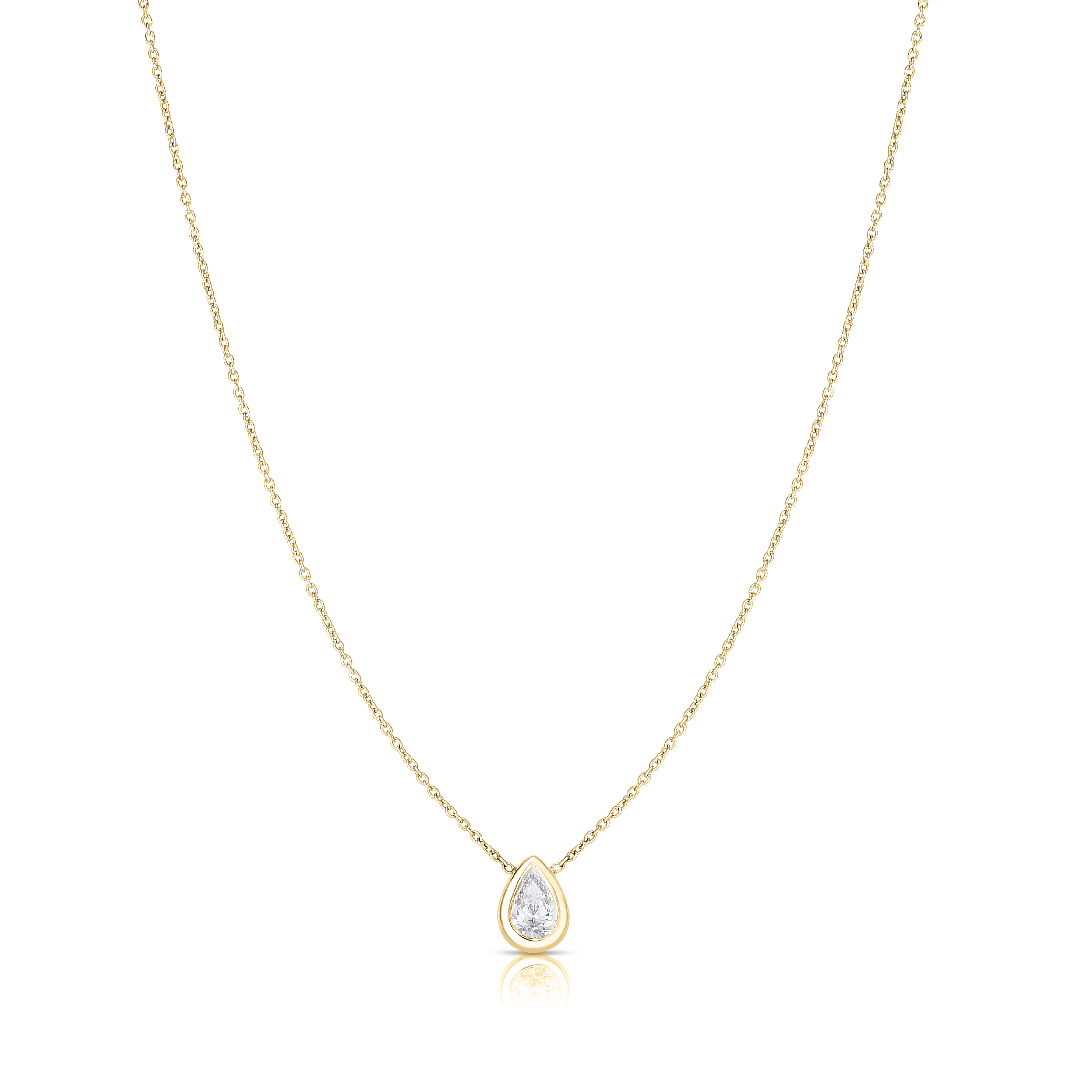18k Yellow Gold Diamonds By The Inch Pear Cut Solitaire Necklace