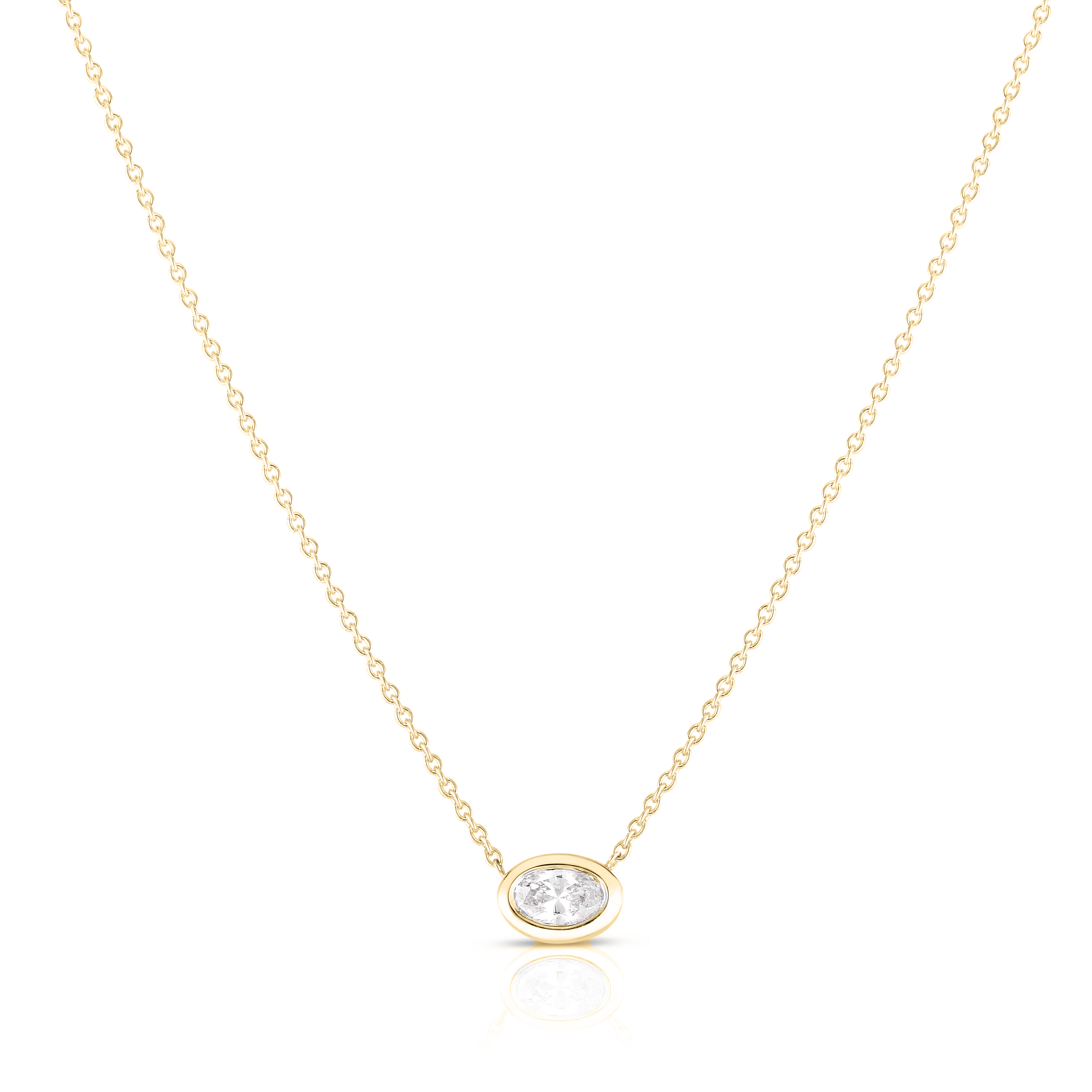 18k Yellow Gold Diamonds By The Inch Oval Cut Solitaire Necklace