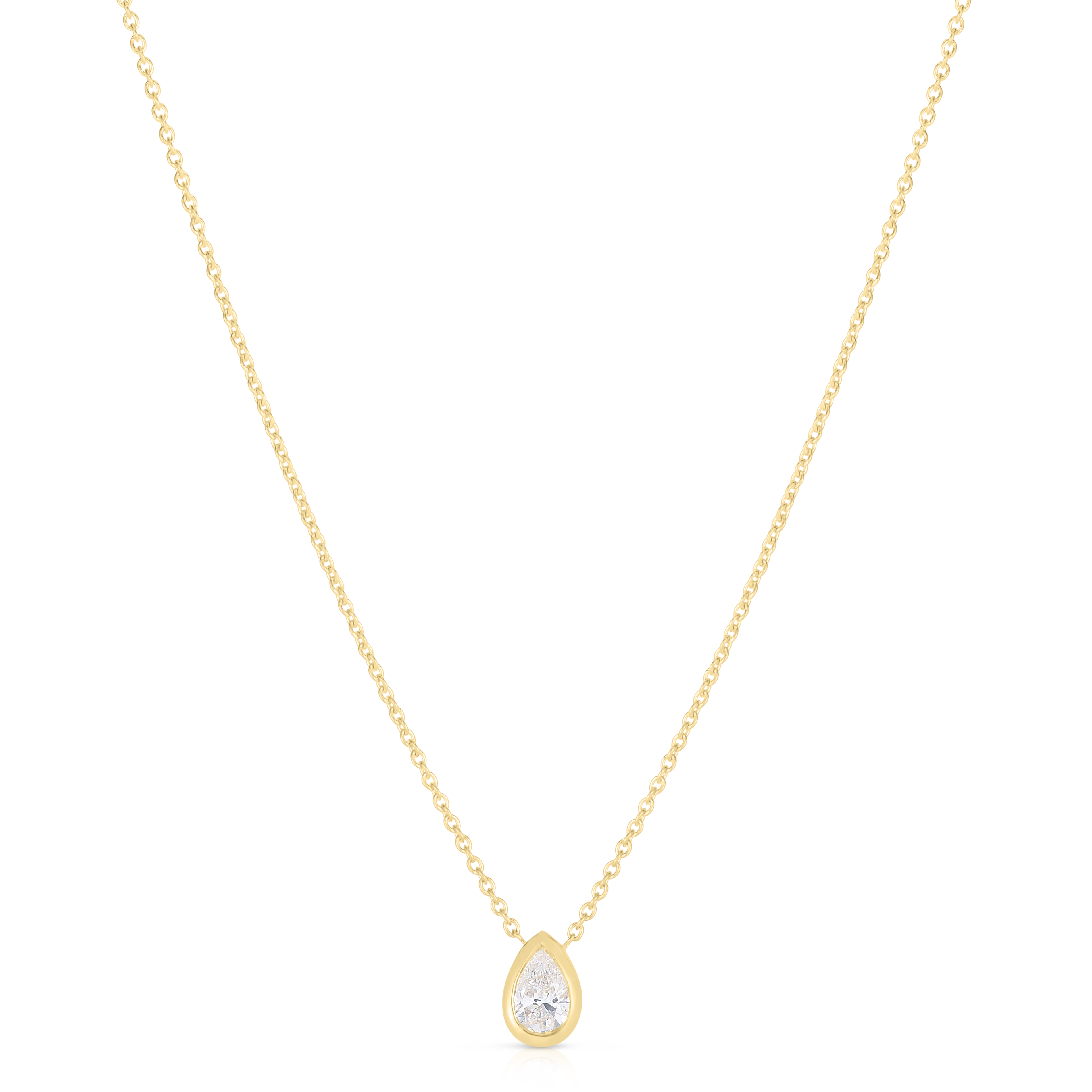 18k Yellow Gold Diamonds By The Inch Pear Cut Solitaire Necklace