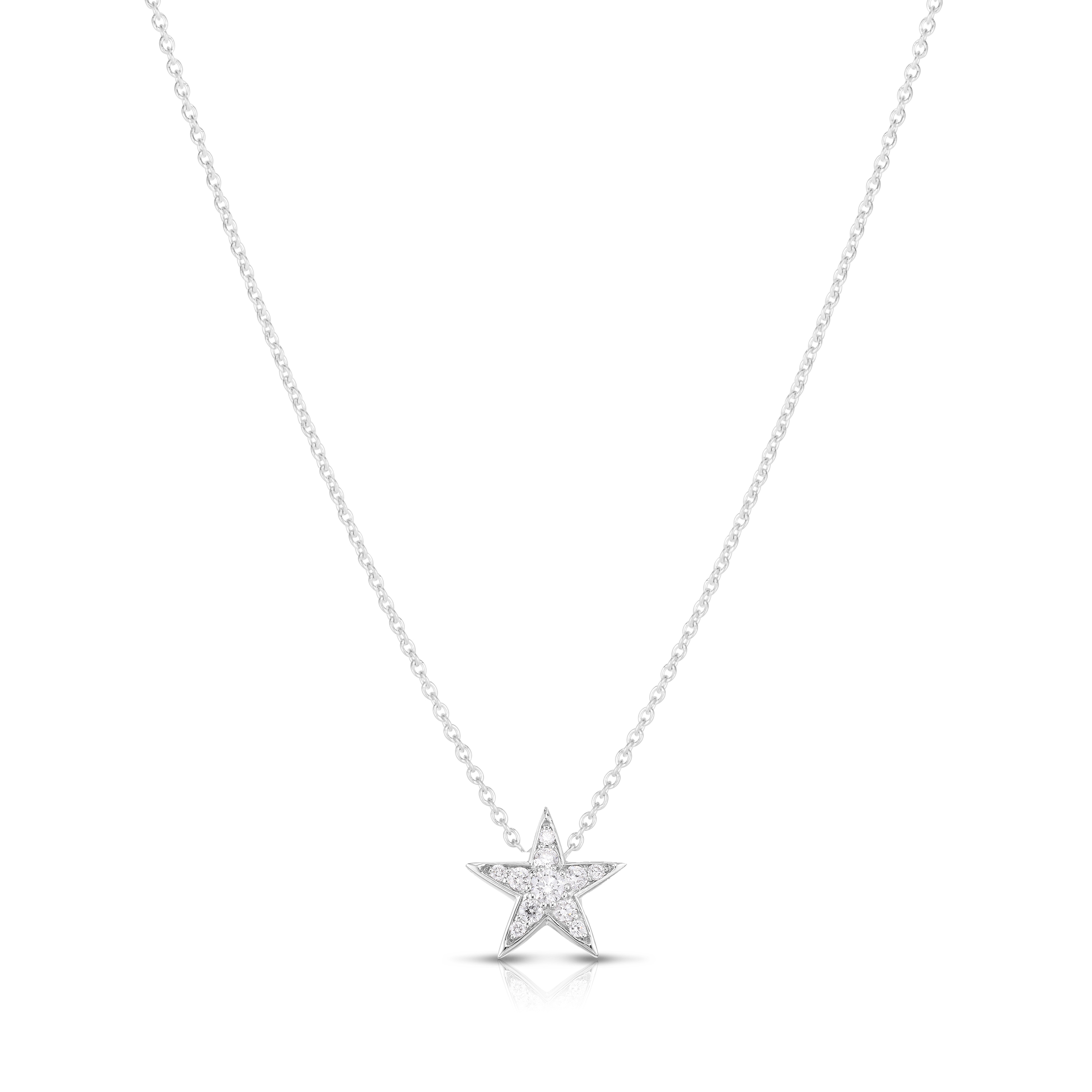 18k White Gold Tiny Treasure Diamond Five Point Star Necklace