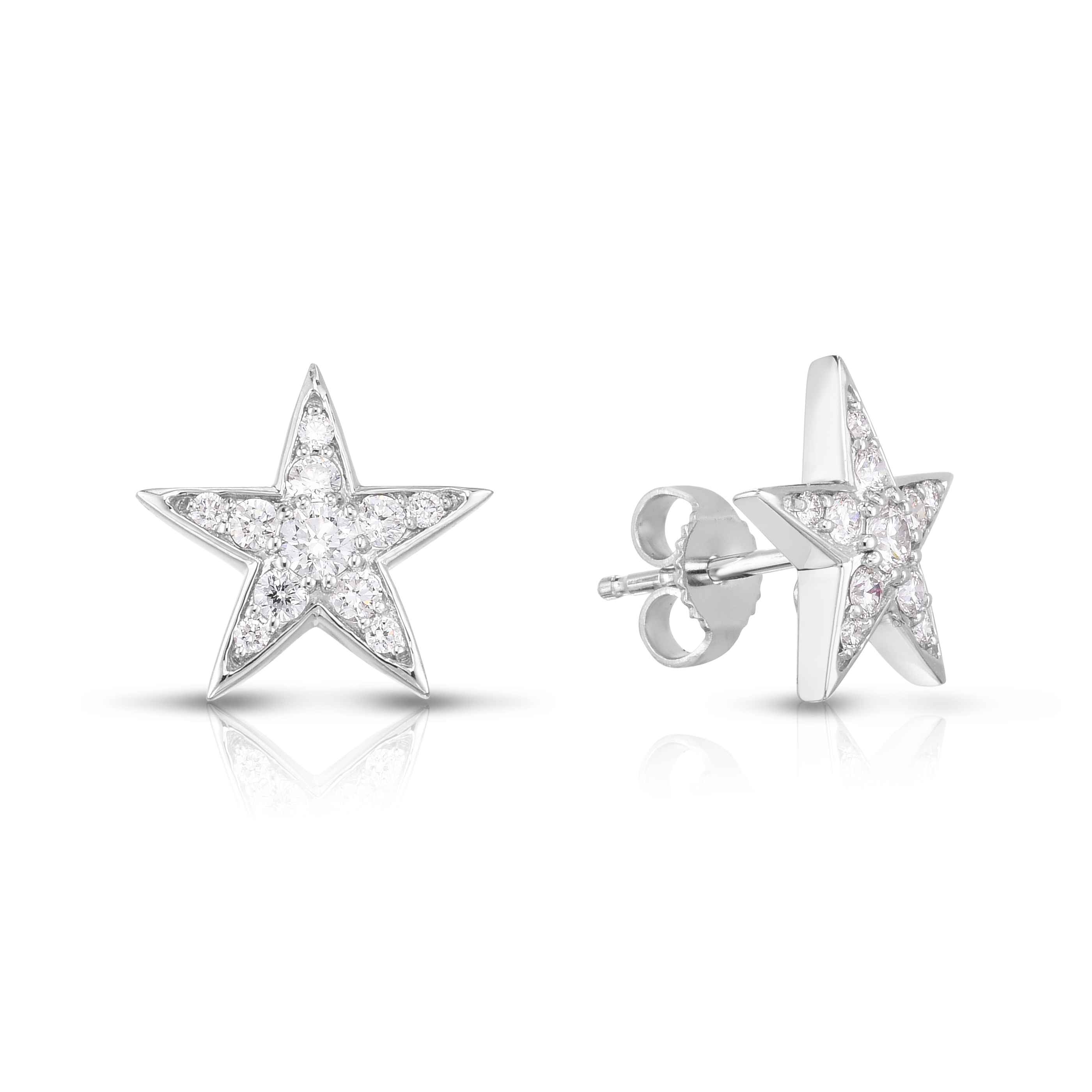 18k White Gold Tiny Treasures Diamond Five Point Star Stud Earrings