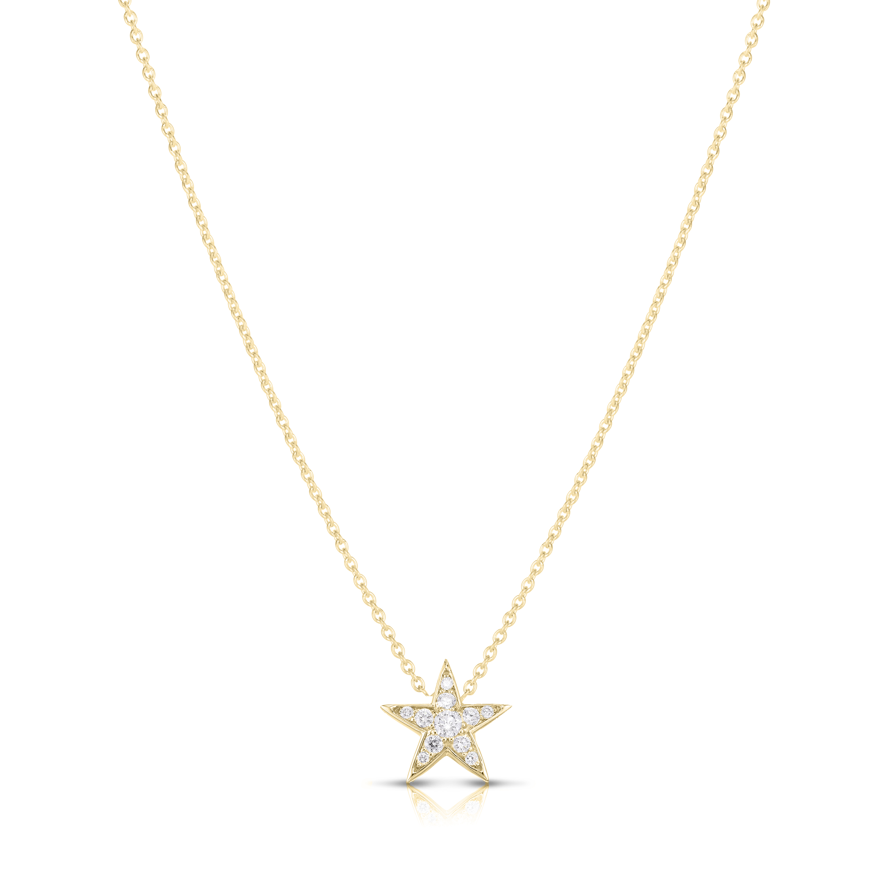 18k Yellow Gold Tiny Treasure Diamond Five Point Star Necklace