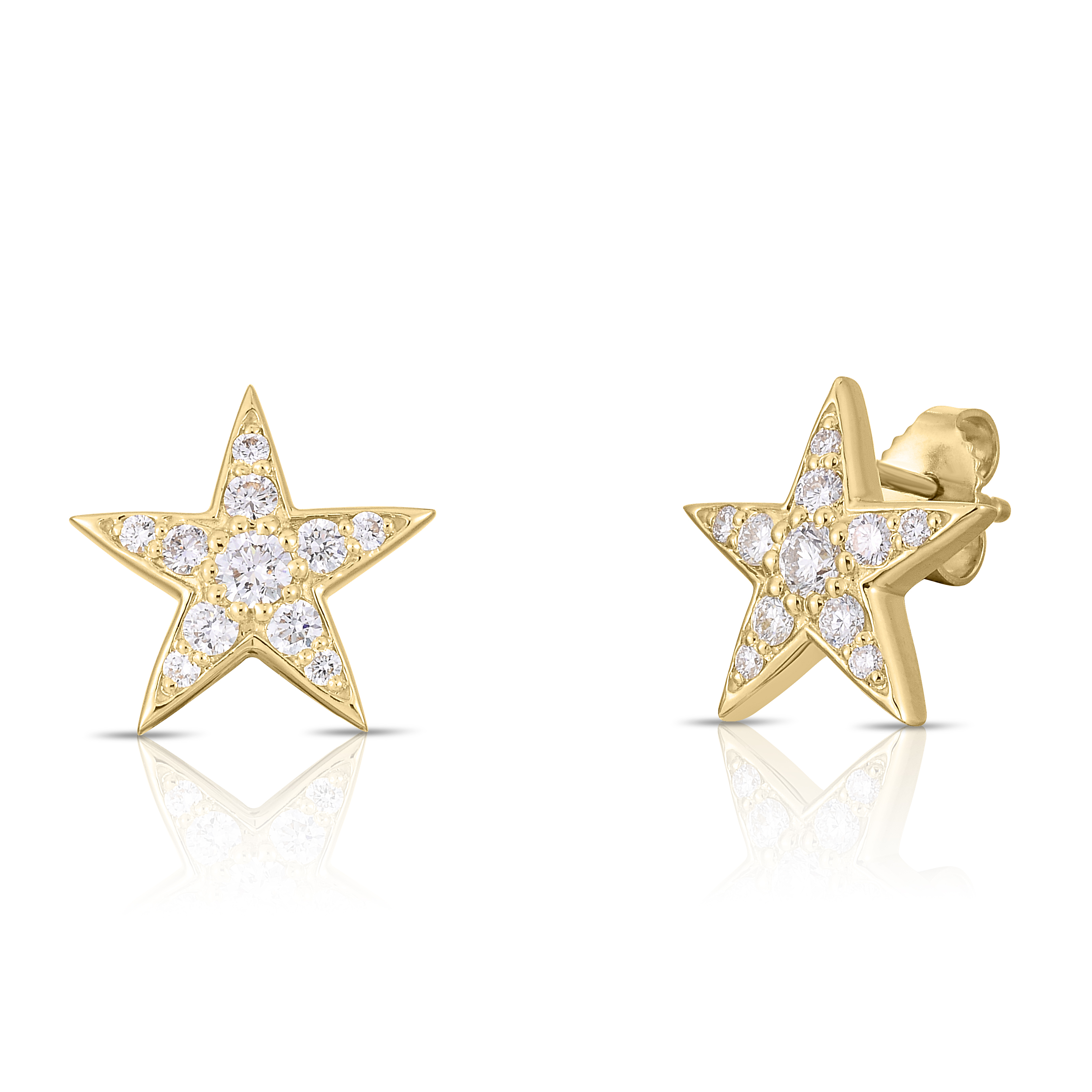 18k Yellow Gold Tiny Treasures Diamond Five Point Star Stud Earrings