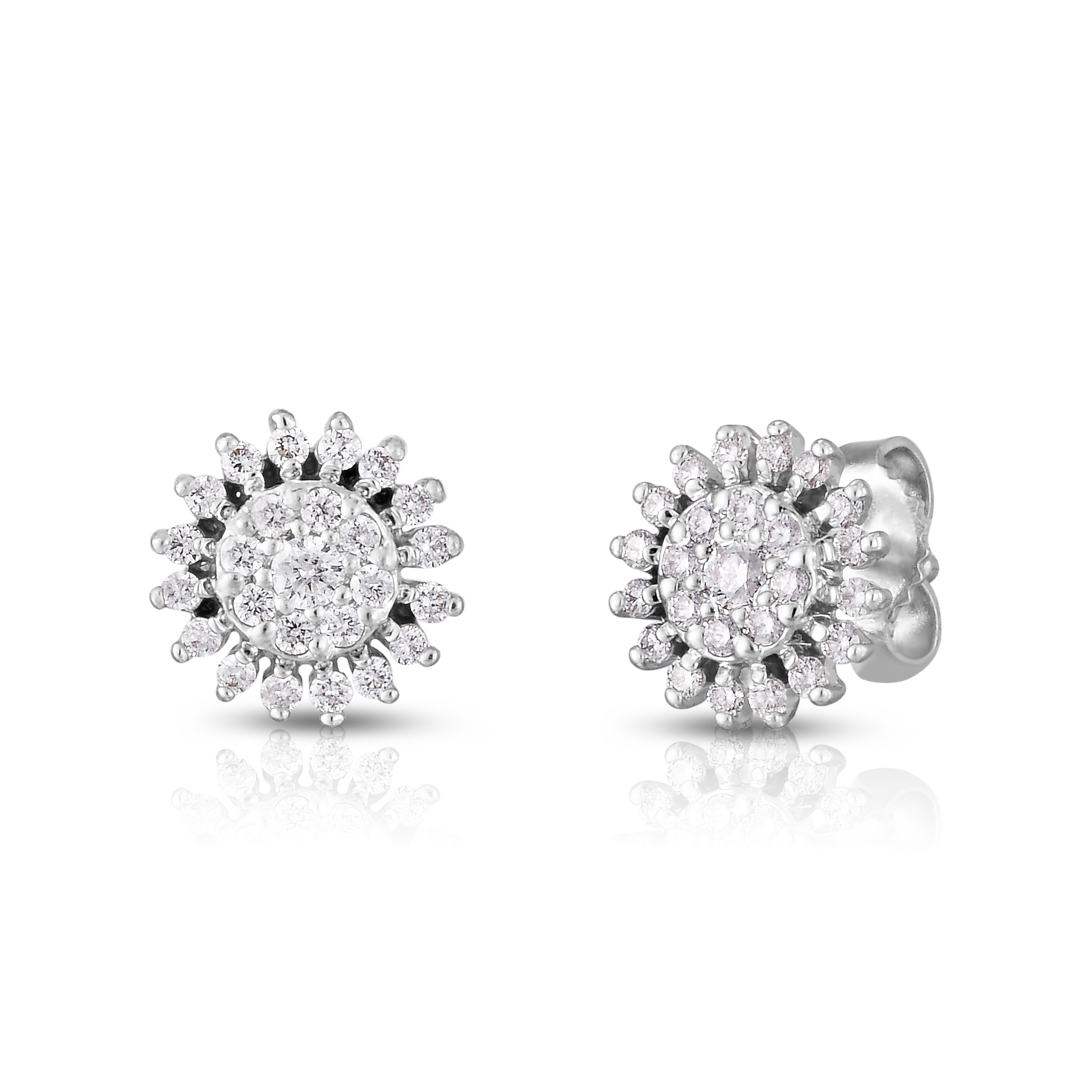 18k White Gold Tiny Treasures Extra Small Diamond Sunburst Earrings