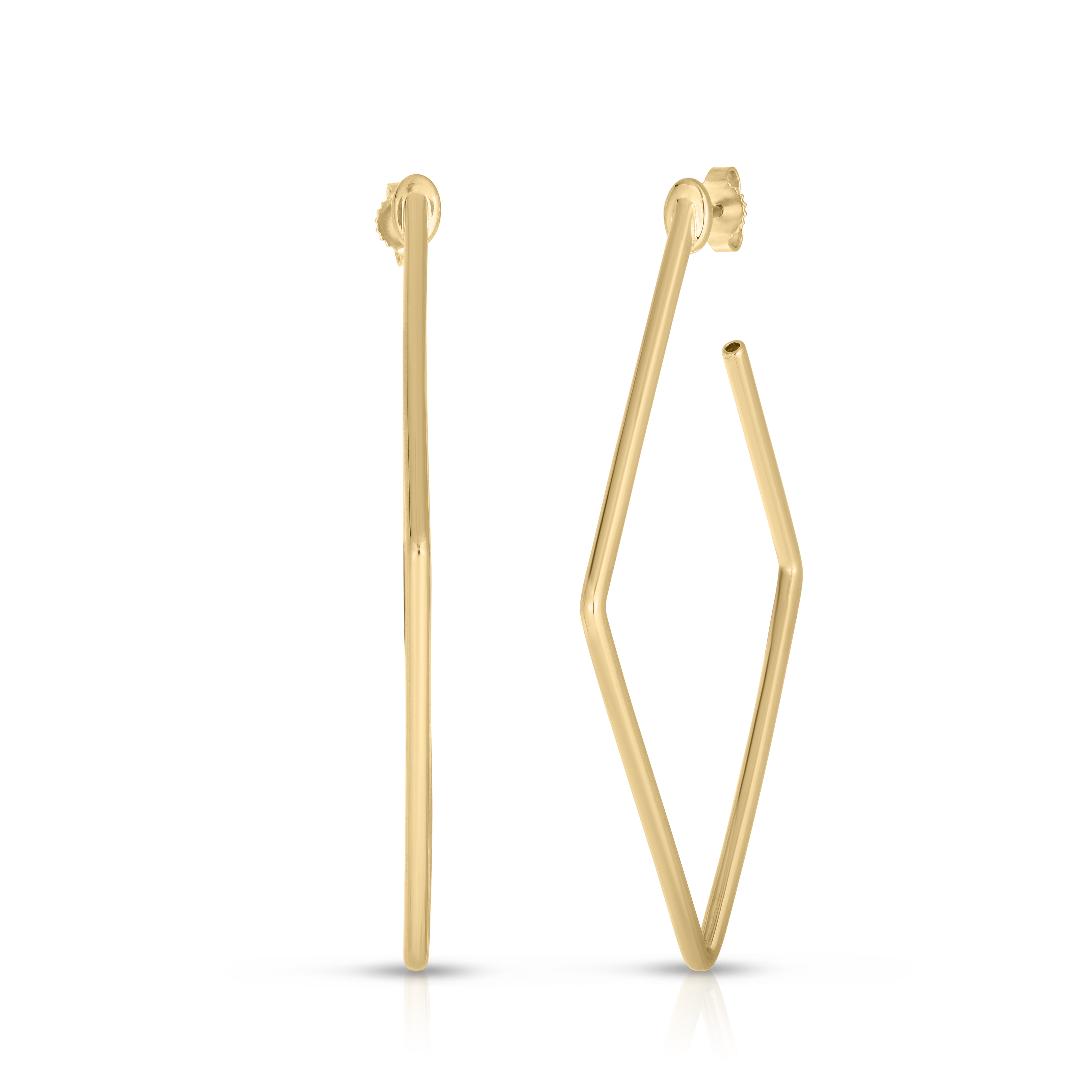 18k Yellow Designer Gold Square Hoop Earrings