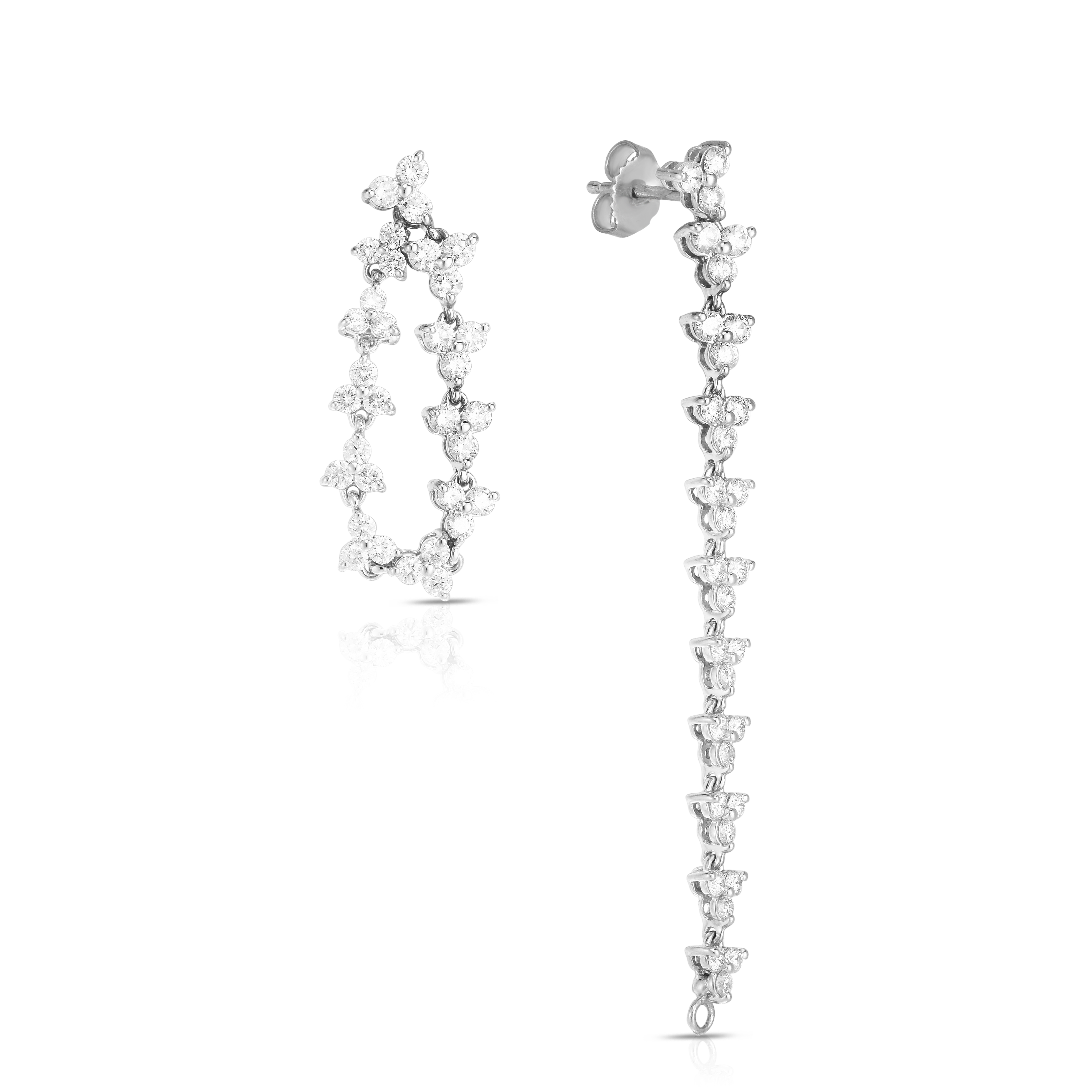 18k White Gold Classic Diamond Convertible Flower Earrings